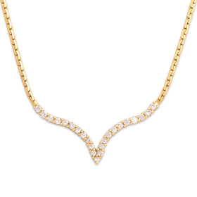 Vintage 18k Yellow Gold 1.37cttw Diamond Fantastic Elegant Chevron Necklace 16"