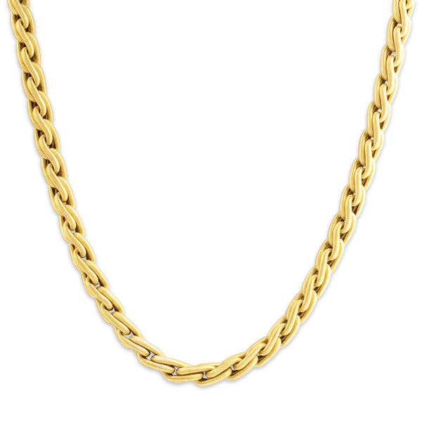 Vintage 18k Yellow Gold Superb Twisting Coiled Link Necklace 18.75
