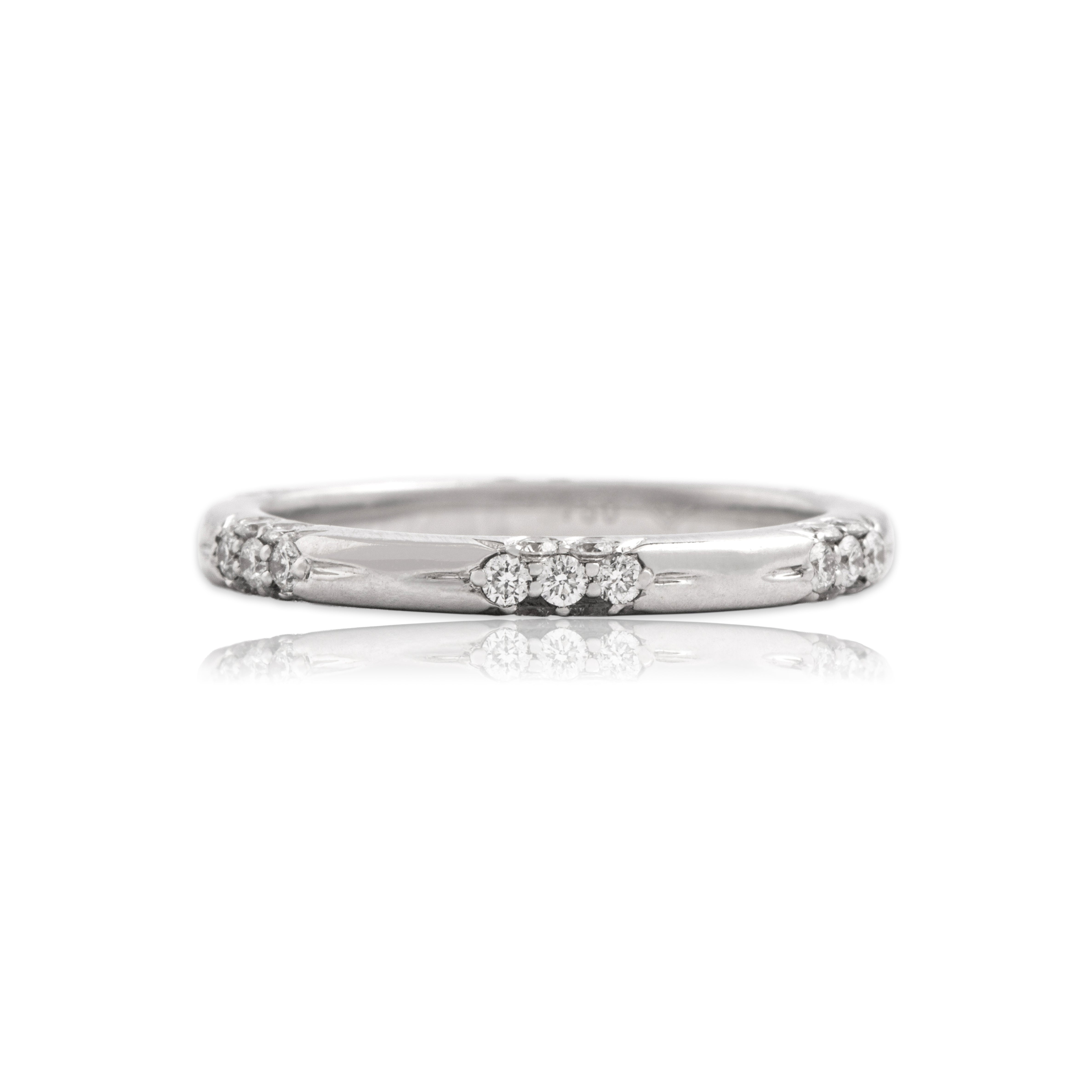 Estate 18k White Gold .55cttw Diamond Sparkle Cluster Eternity Band Ring - Close-up view
