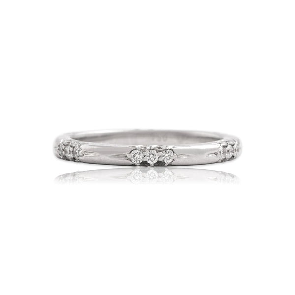 Estate 18k White Gold .55cttw Diamond Sparkle Cluster Eternity Band Ring 6.50