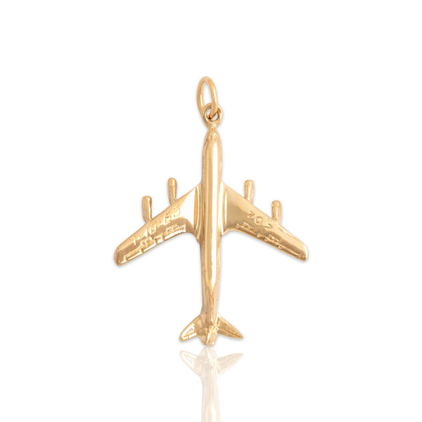 Vintage 14k Yellow Gold 707 Airplane Charm / Pendant