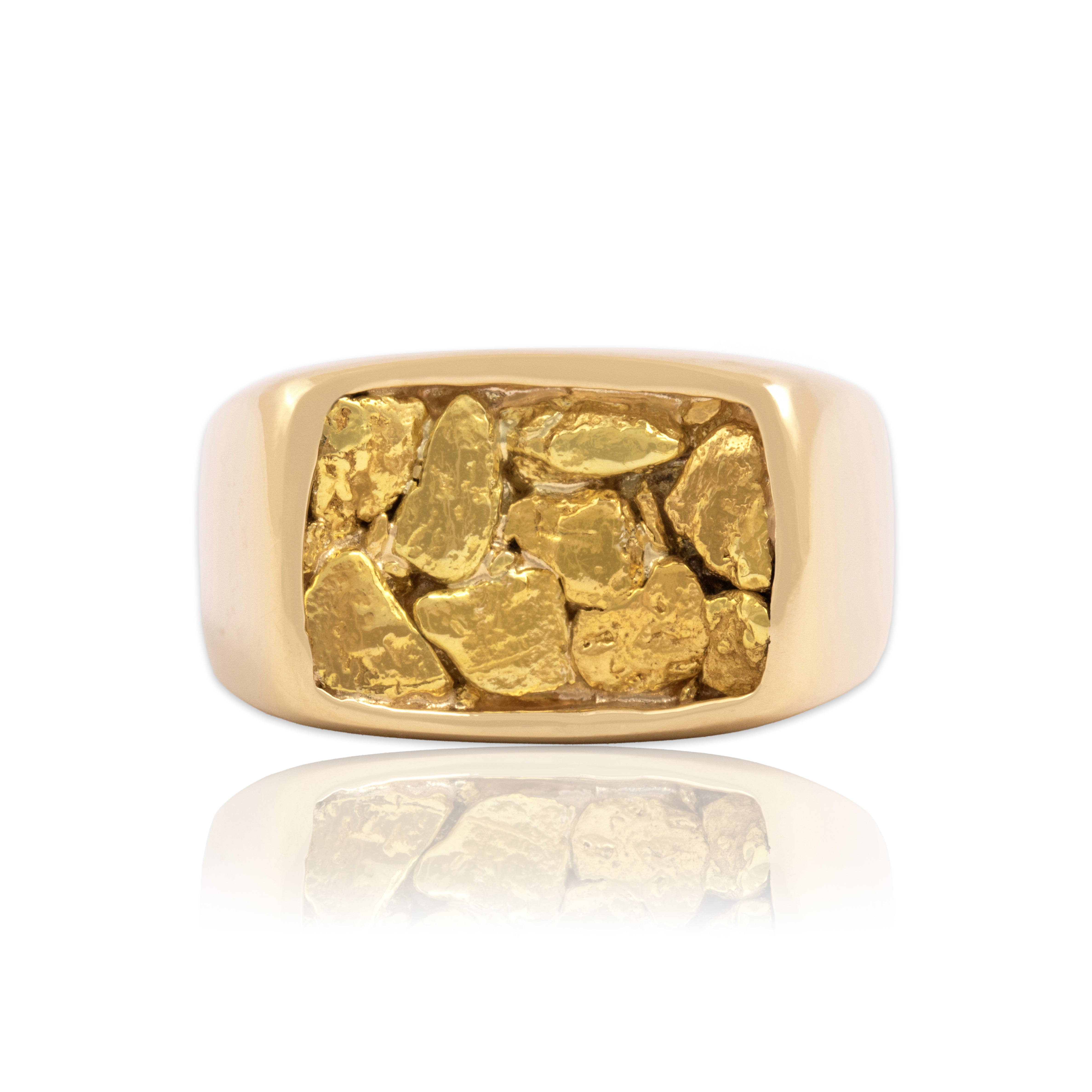 Vintage Heavy 14k & 22k Yellow Gold Naturalistic Nugget Ring - Close-up view