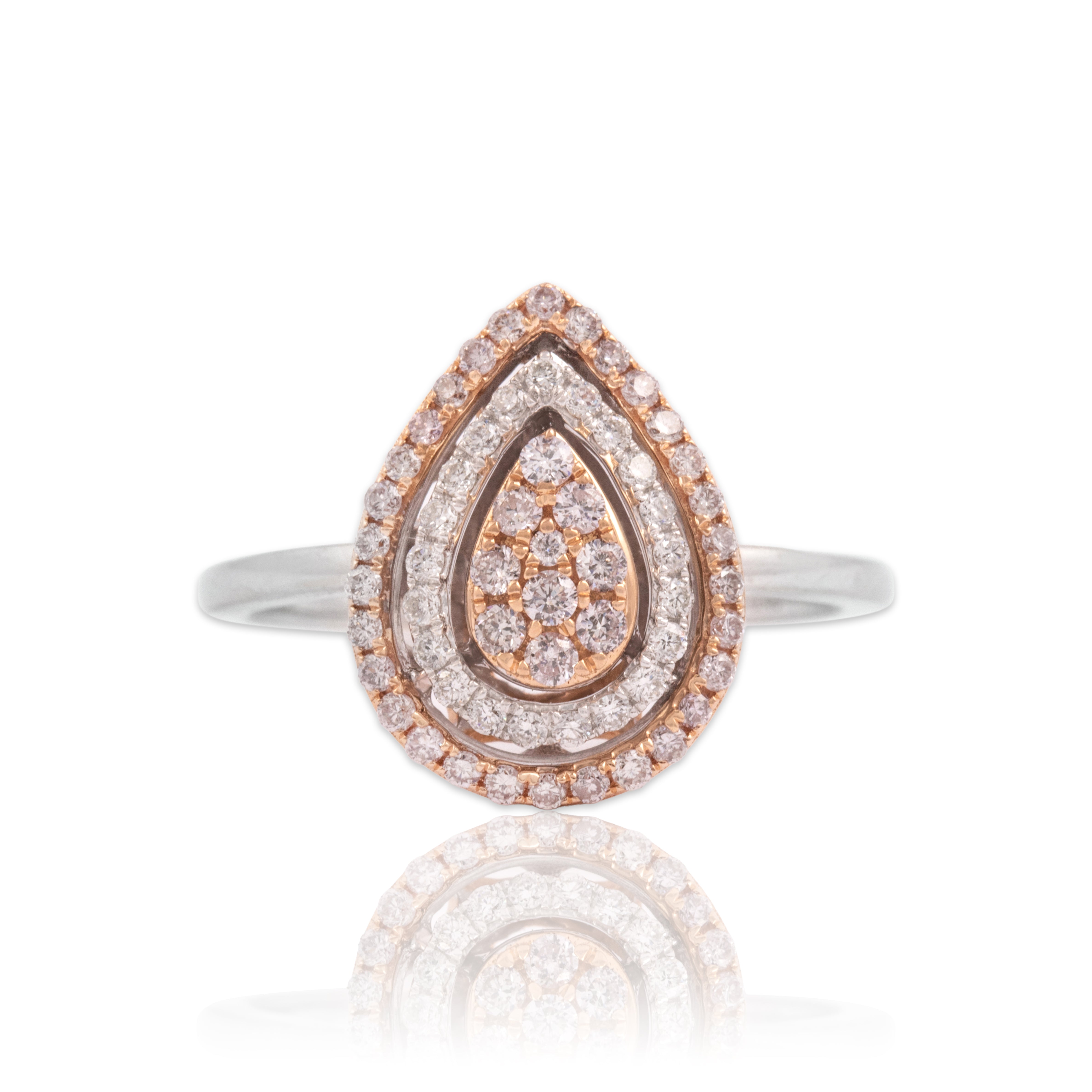Vintage 18k White & Rose Gold [Custom Carat] Spectacular Pear Halo Ring - Close-up view