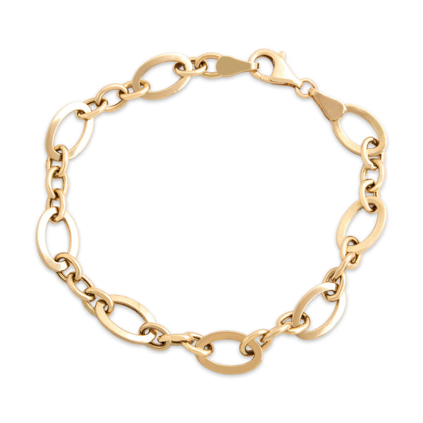 Vintage Lightweight 14k Yellow Gold Chic Mixed-Link Bracelet 7