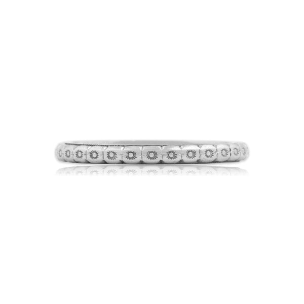 Antique 18k White Gold Classic Orange Blossom Band Ring 5.50