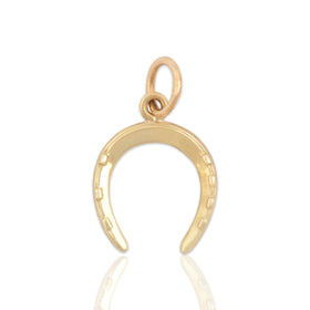 Vintage Lightweight 14k Yellow Gold Small Lucky Horseshoe Charm / Pendant