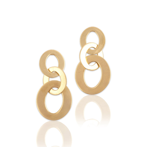 Estate Roberto Coin Italian 18k Yellow Gold Gleaming Oval Link Dangle Earrings