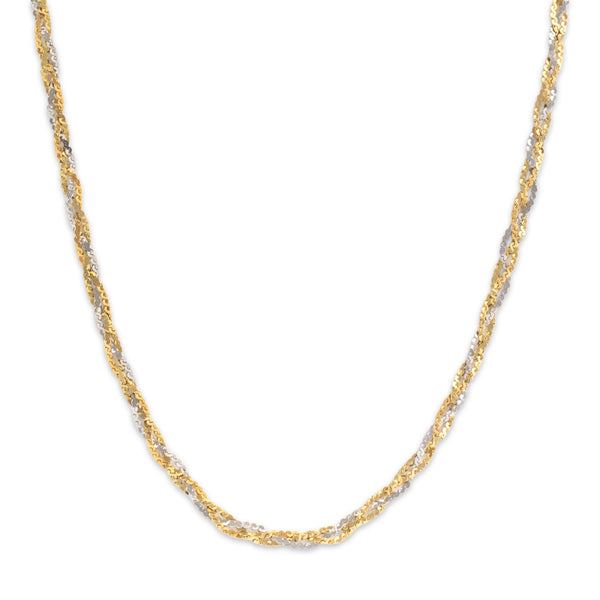 Vintage Italian 14k Yellow & White Gold Braided Serpentine Chain Necklace 20
