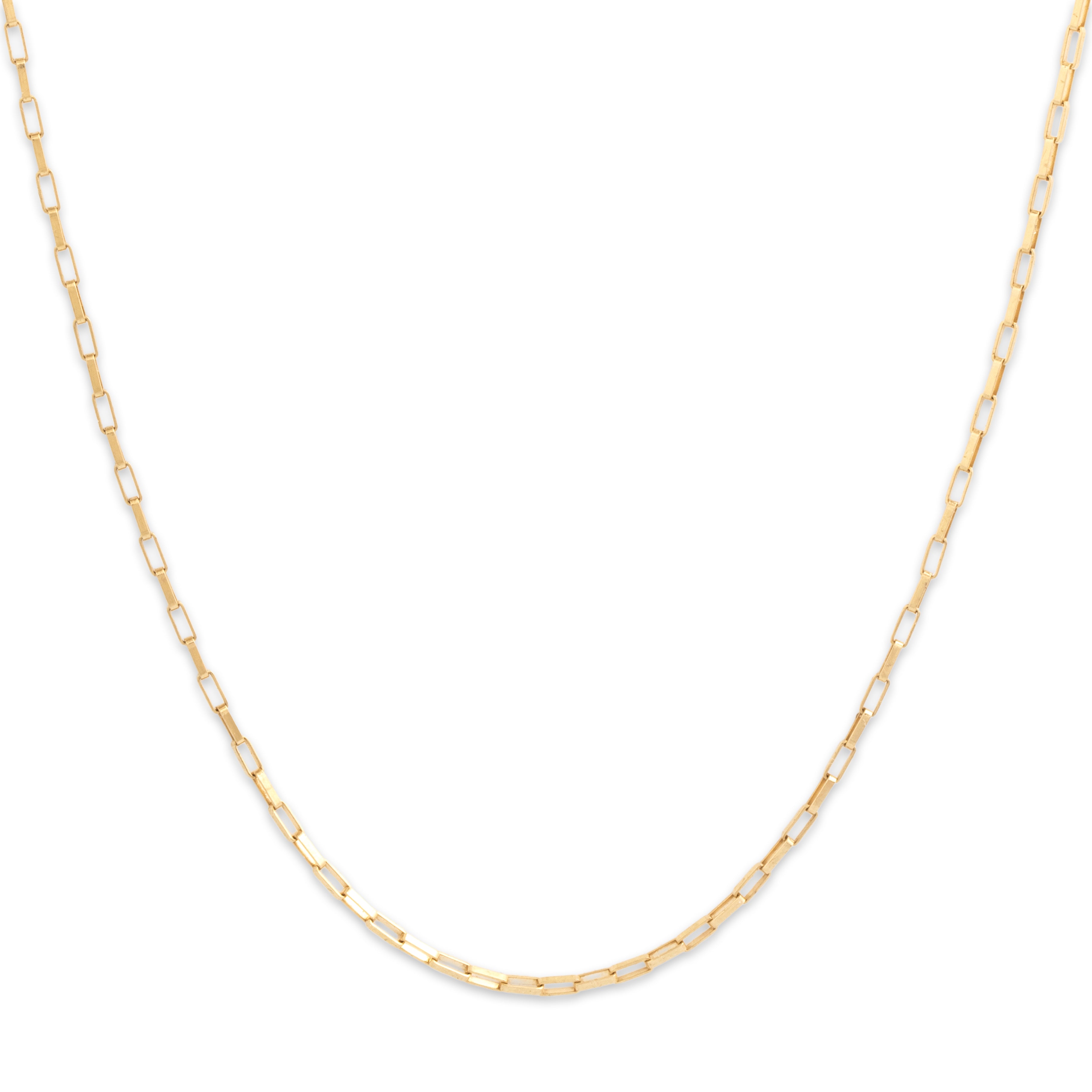 Vintage Italian 14k Yellow Gold 1.2mm Sleek Long Delicate Rectangular Link Chain - Close-up view