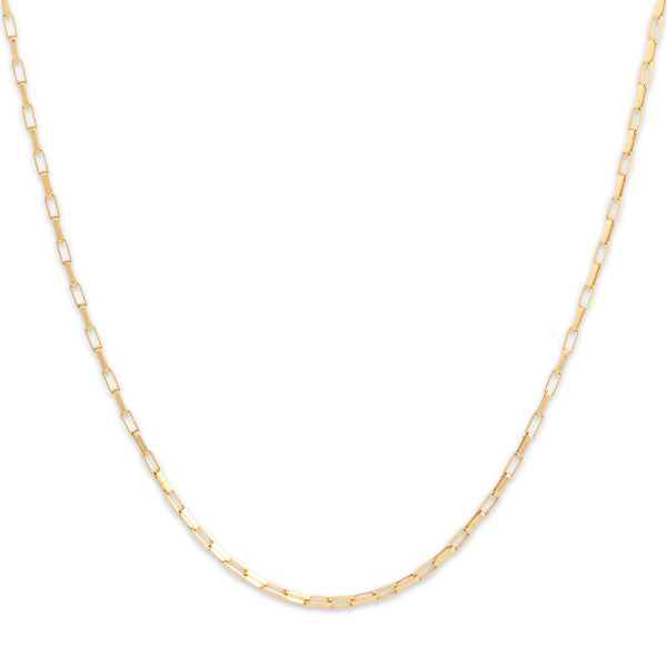 Vintage Italian 14k Yellow Gold 1.2mm Long Delicate Rectangular Link Chain 30.25