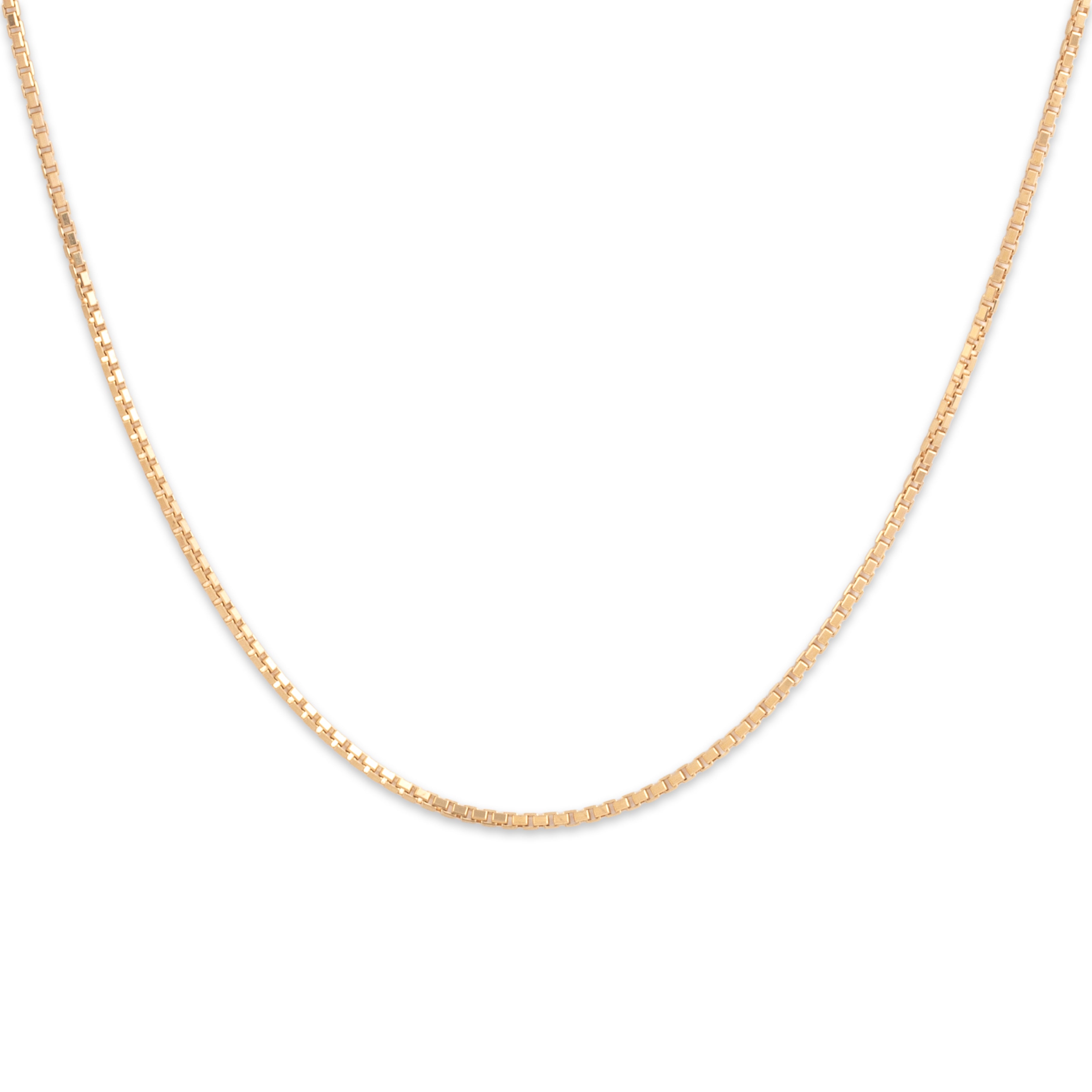 Vintage Italian 14k Yellow Gold 1.2mm Sleek Box Chain - Close-up view