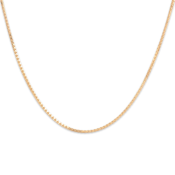 Vintage Italian 14k Yellow Gold 1.2mm Sleek Box Chain 18.5