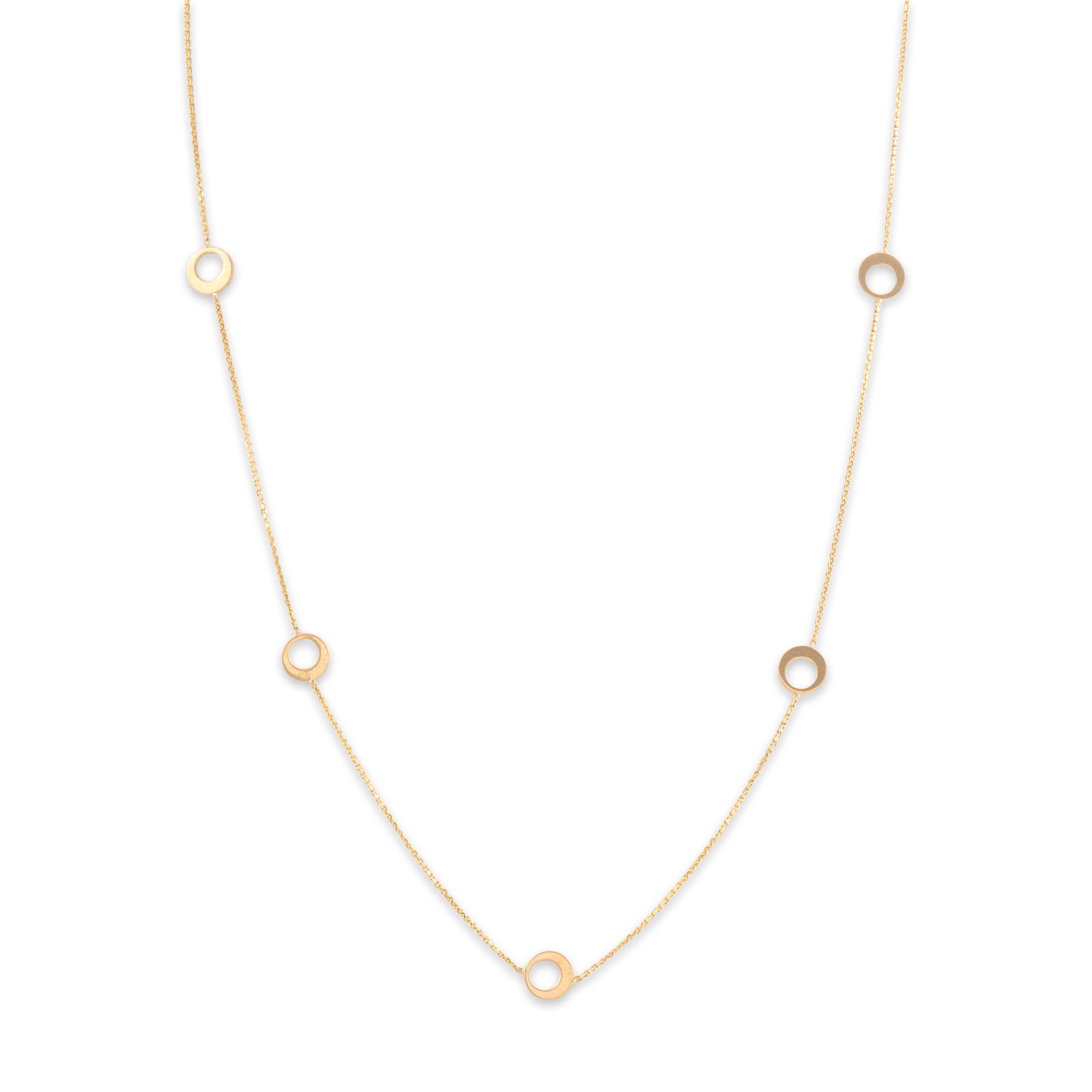 Estate 14k Yellow Gold Funky Open Disc Adjustable Necklace - Close-up view