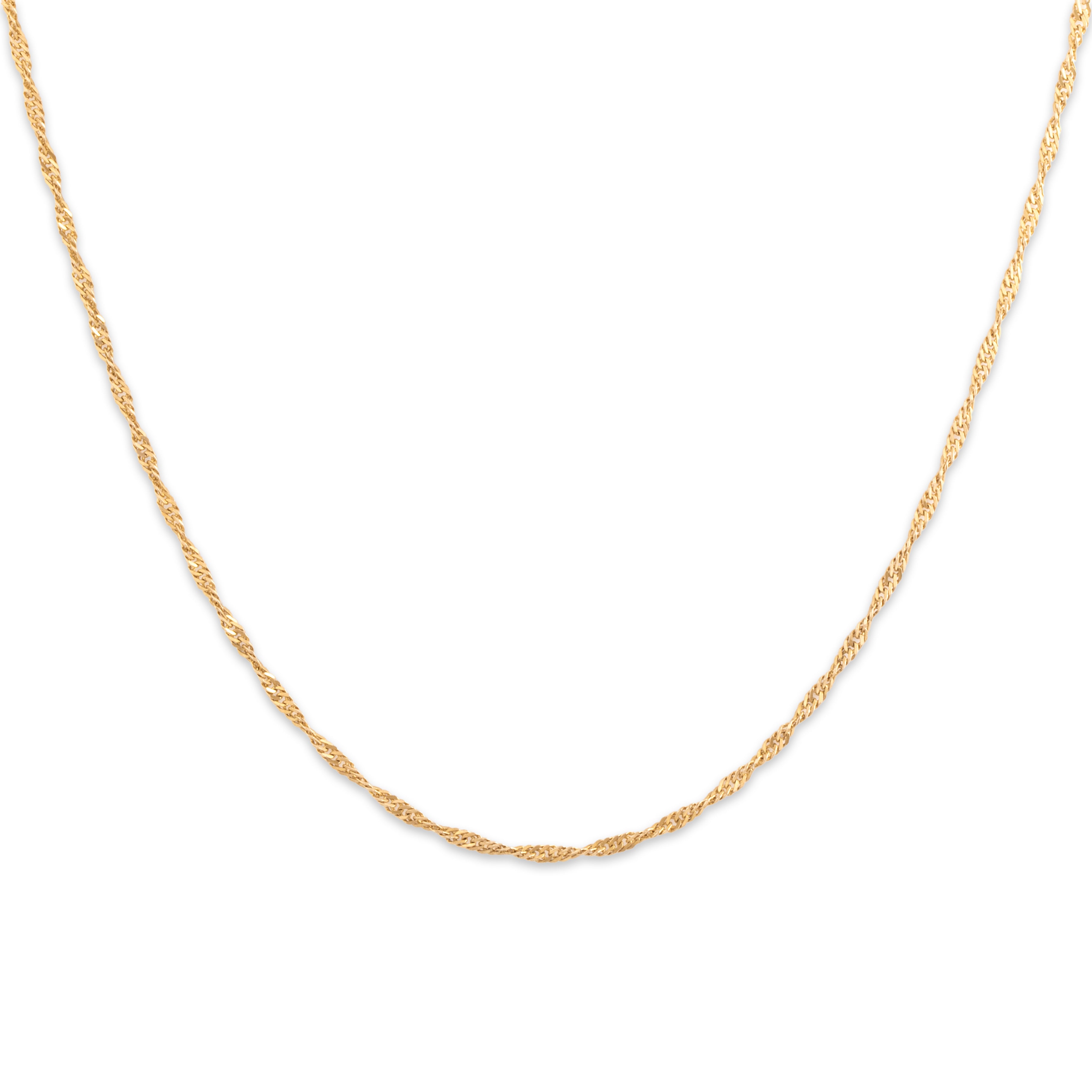 Vintage Italian Lightweight 10k Yellow Gold 1.3mm Flashing Spiral Link Chain - Close-up view