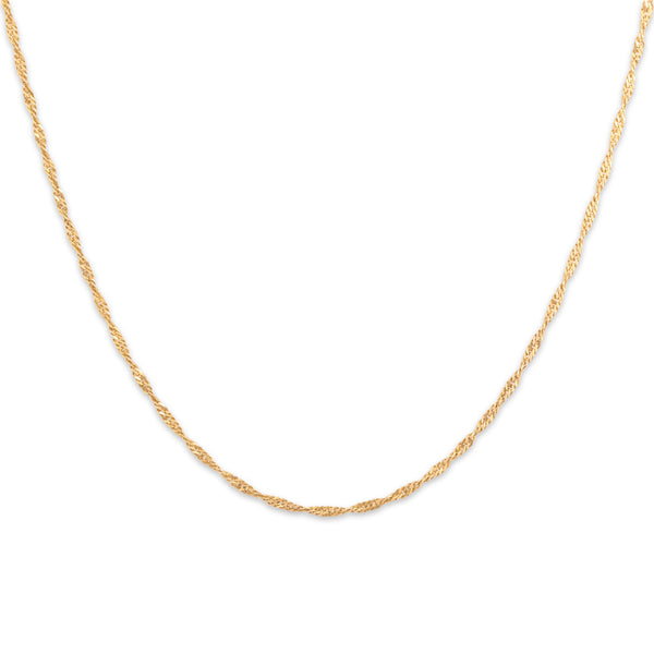 Vintage Italian Lightweight 10k Yellow Gold 1.3mm Flashing Spiral Link Chain 16