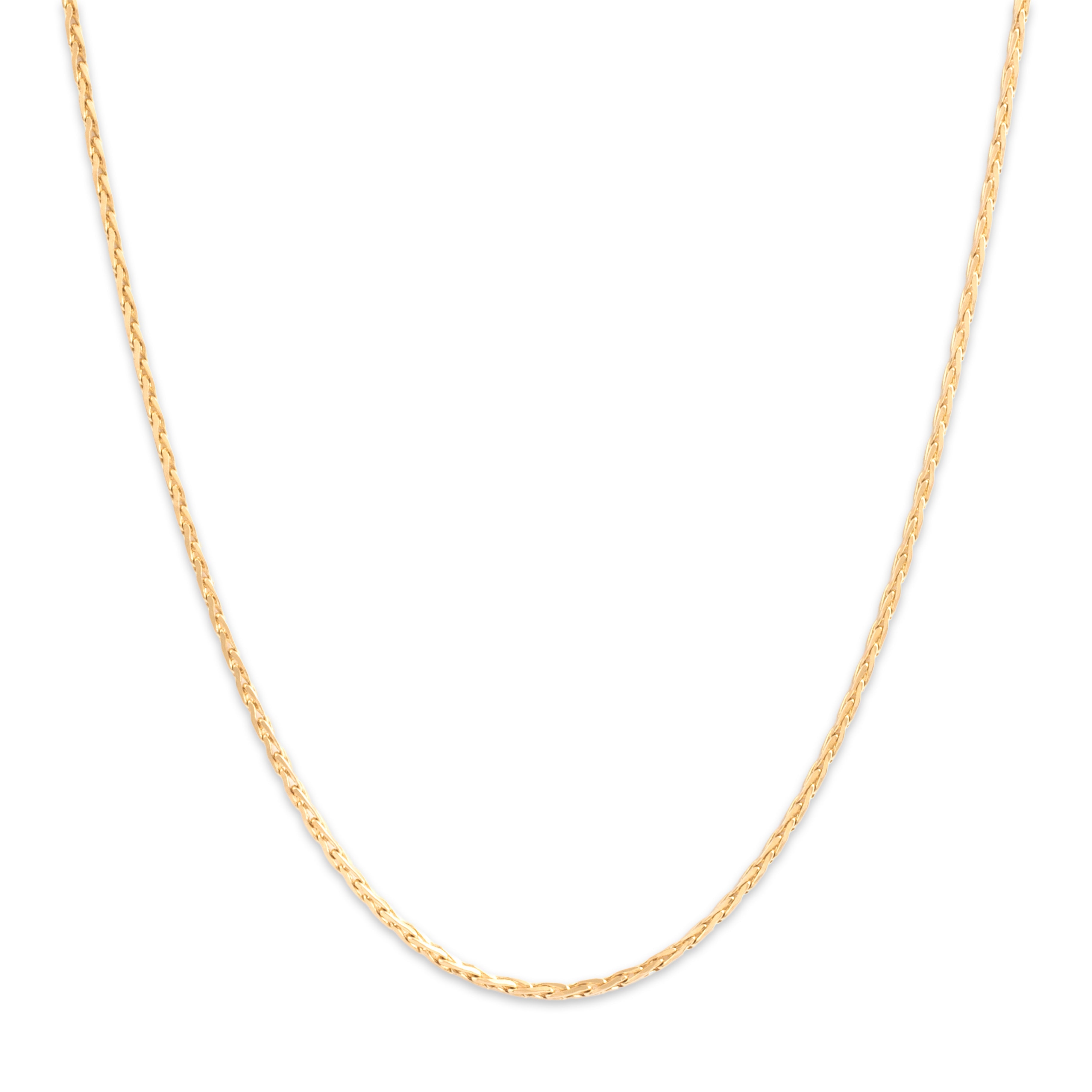 Vintage 14k Yellow Gold 1.2mm Boxy Wheat Chain - Close-up view