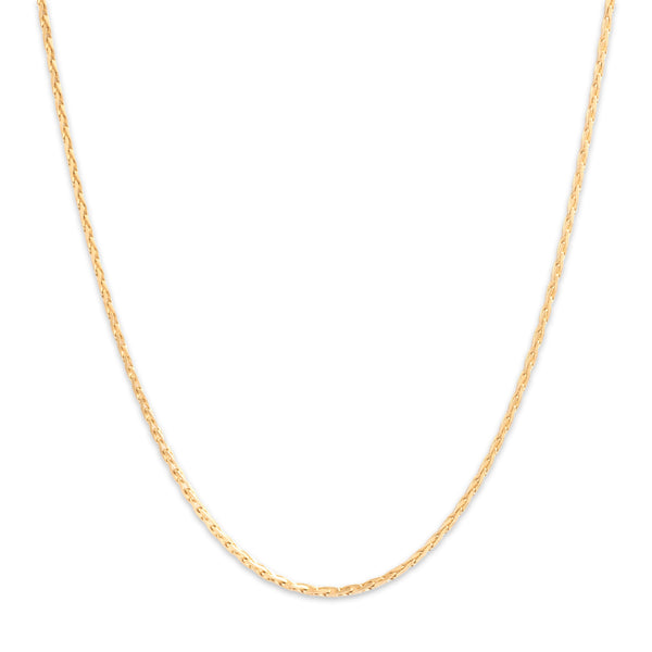 Vintage 14k Yellow Gold 1.2mm Twisted Wheat Chain 20.5