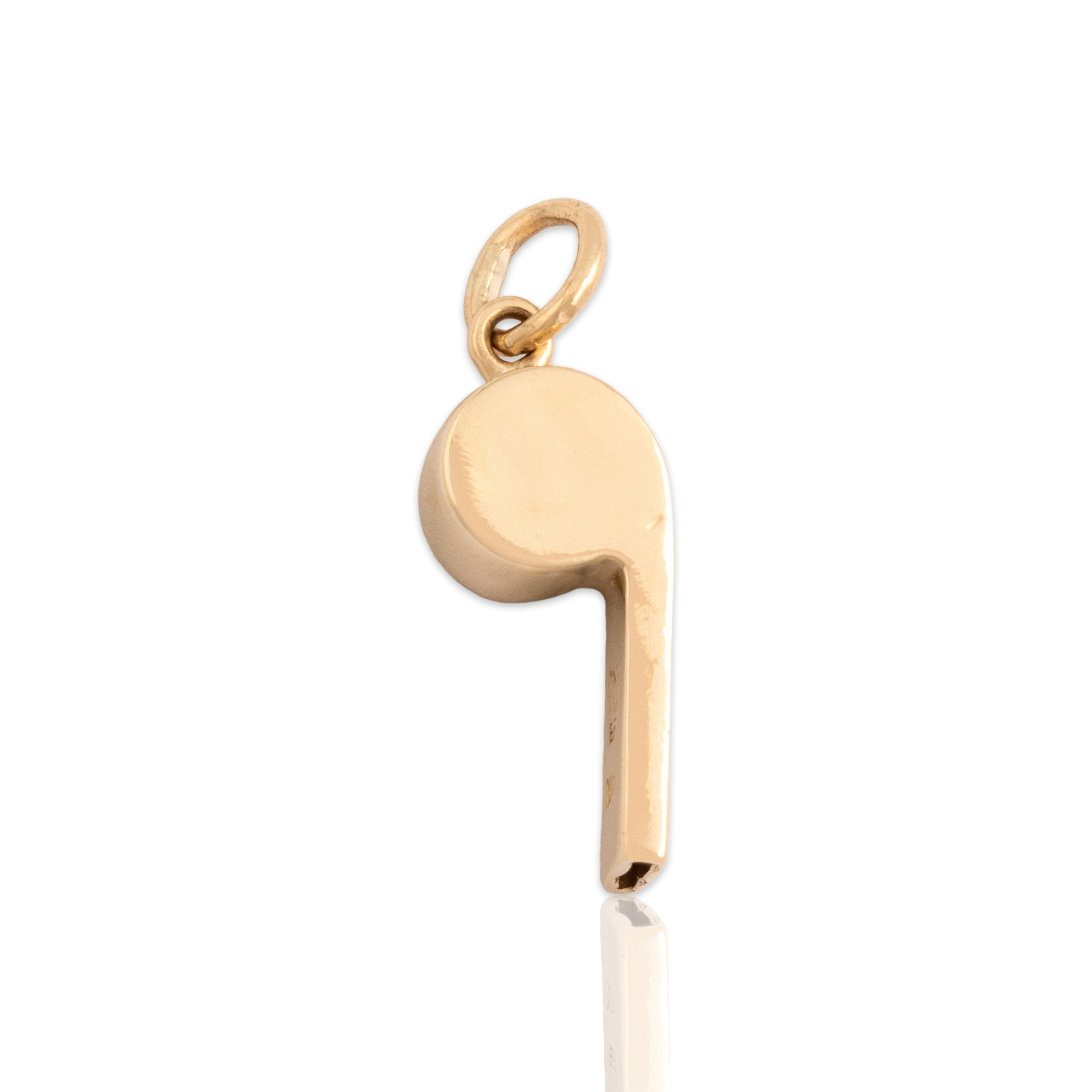 Vintage 14k Yellow Gold Adorable Functioning Whistle Charm / Pendant - Close-up view