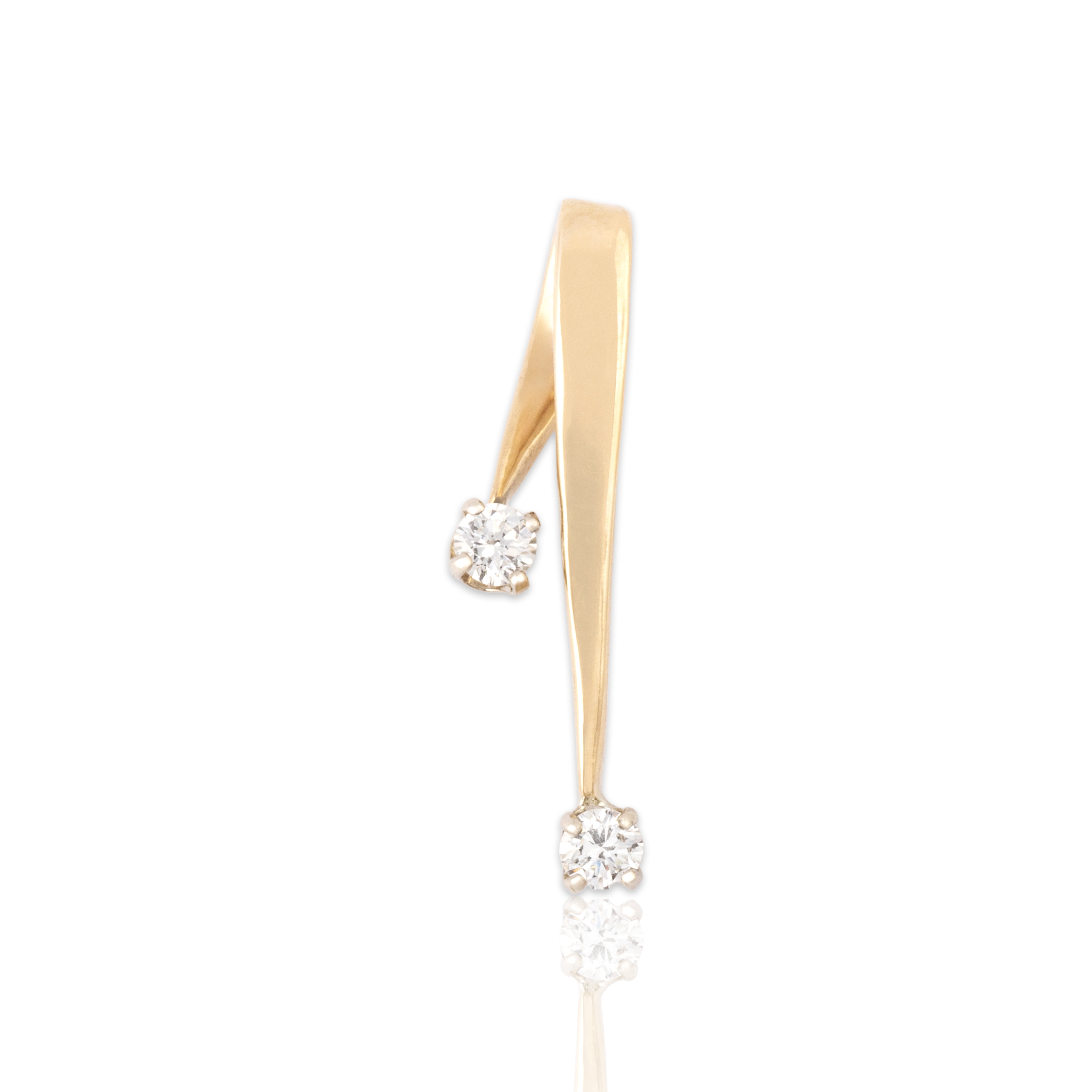 Vintage 14k Yellow Gold Diamond Chic Duo Slide Pendant - Close-up view