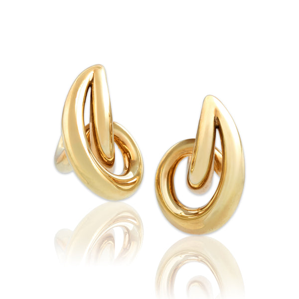 Vintage 14k Yellow Gold Gleaming Looping Hoop Earrings