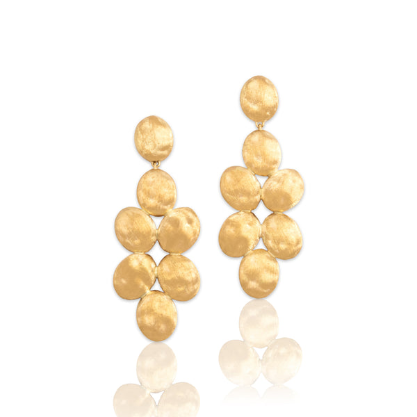 Estate Marco Bicego Italian 18k Yellow Gold Brushed Pebble Drop Earrings