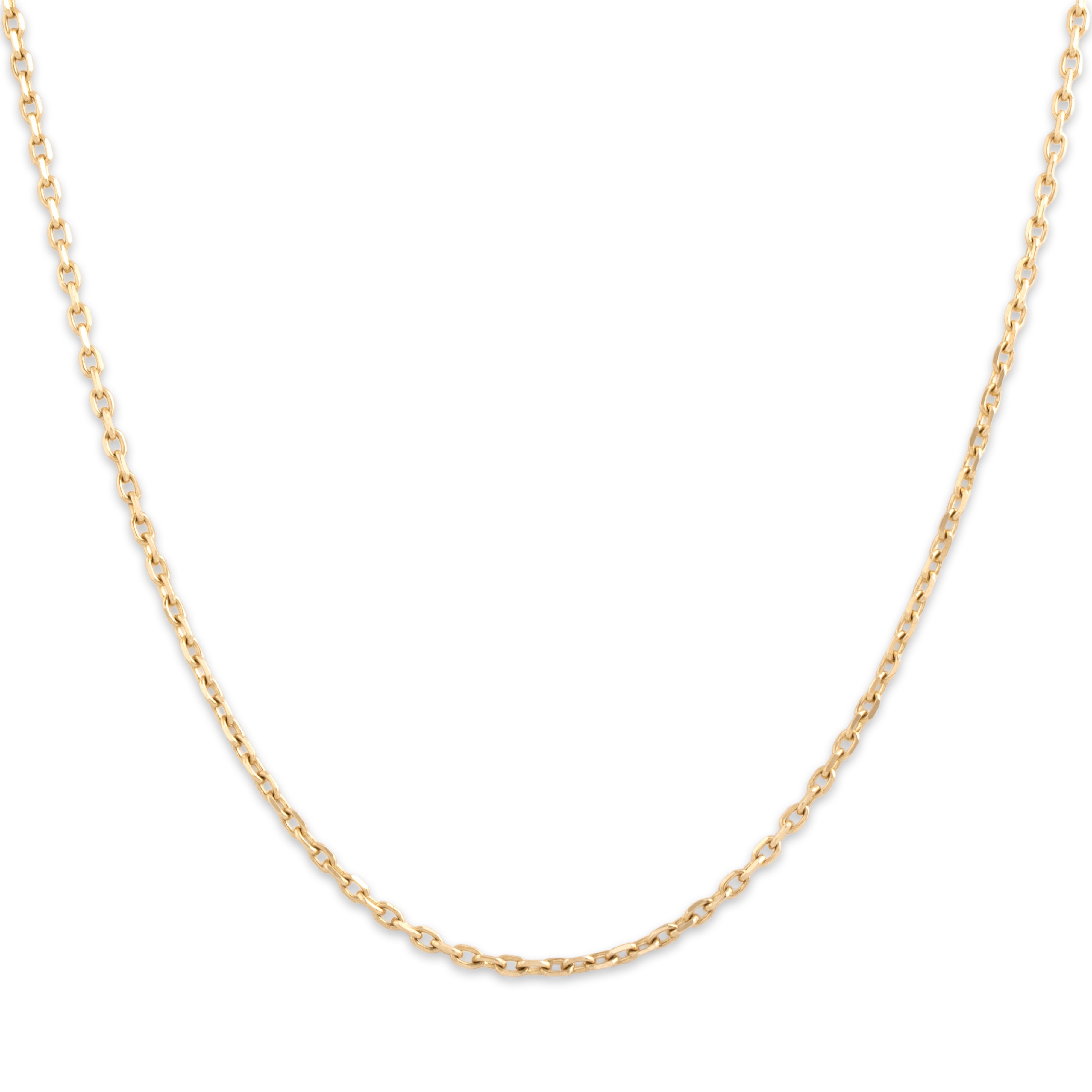 Vintage Peruvian 14k Yellow Gold 1.75mm Classic Cable Chain - Close-up view