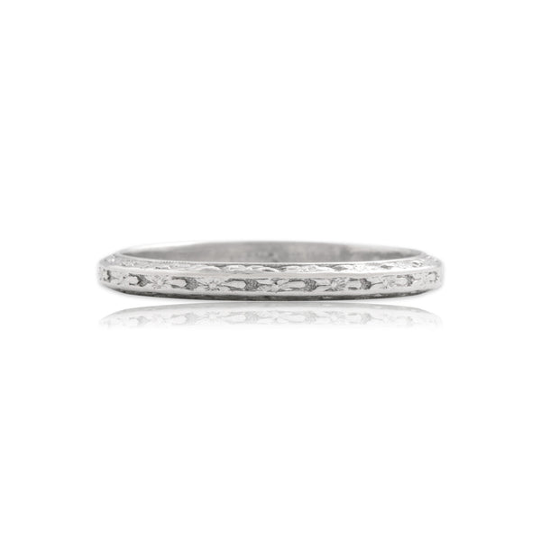 Antique Traub Platinum Orange Blossom Eternity Band Ring - Close-up view