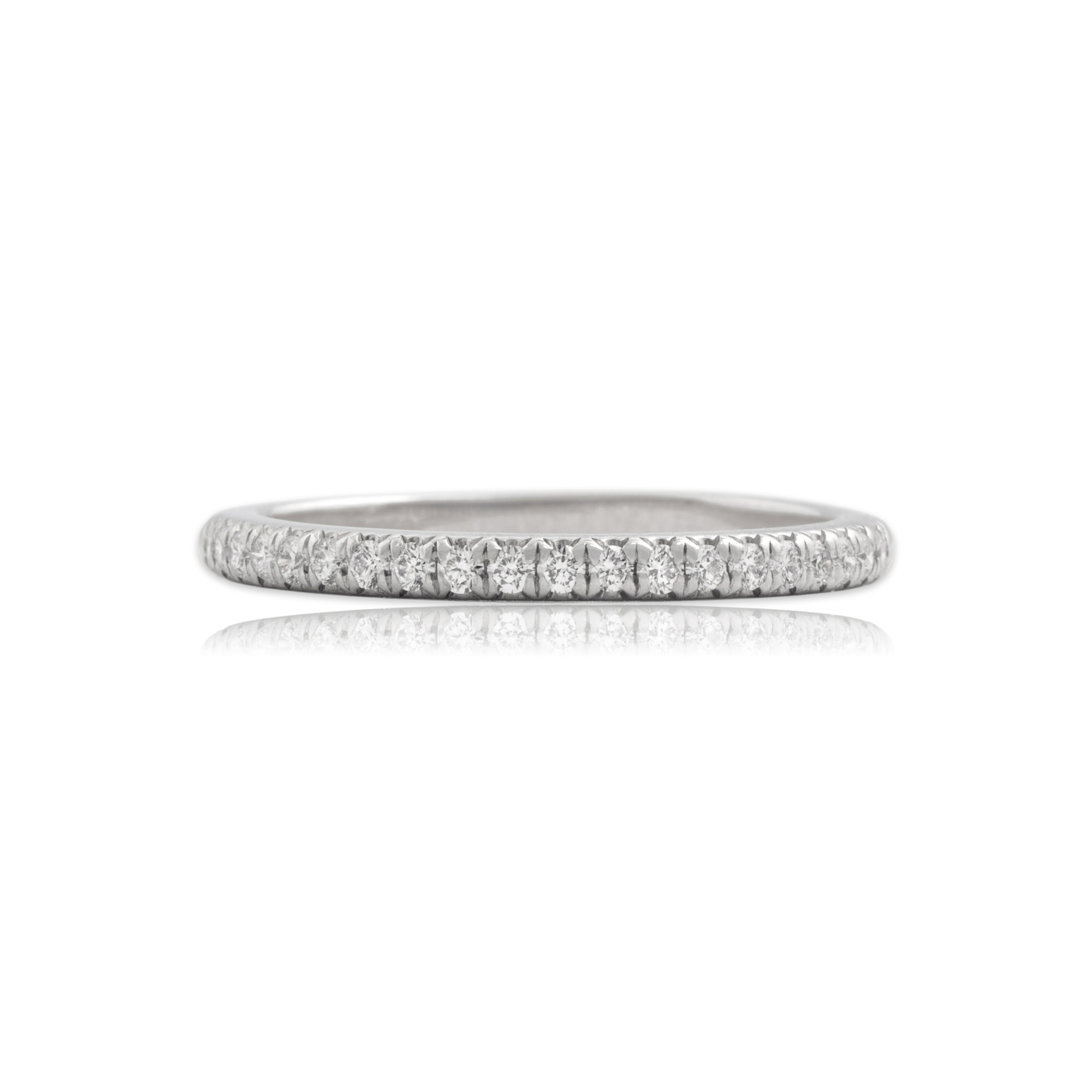 Estate Tiffany & Co. Platinum Diamond Classic Elegant Band Ring - Close-up view