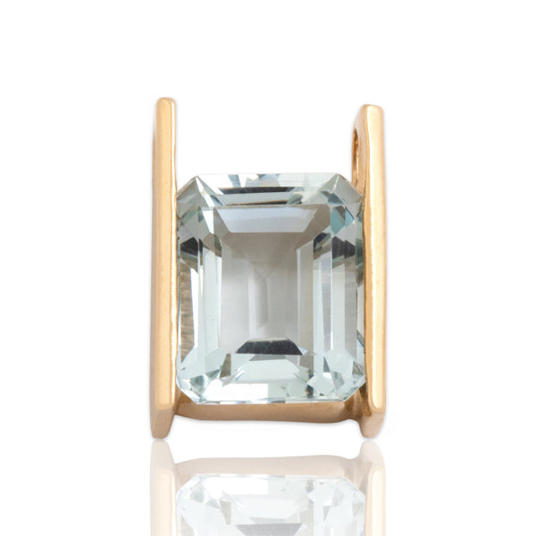 Vintage 10k Yellow Gold 5.69ct Aquamarine Chic Suspended Solitaire Slide Pendant