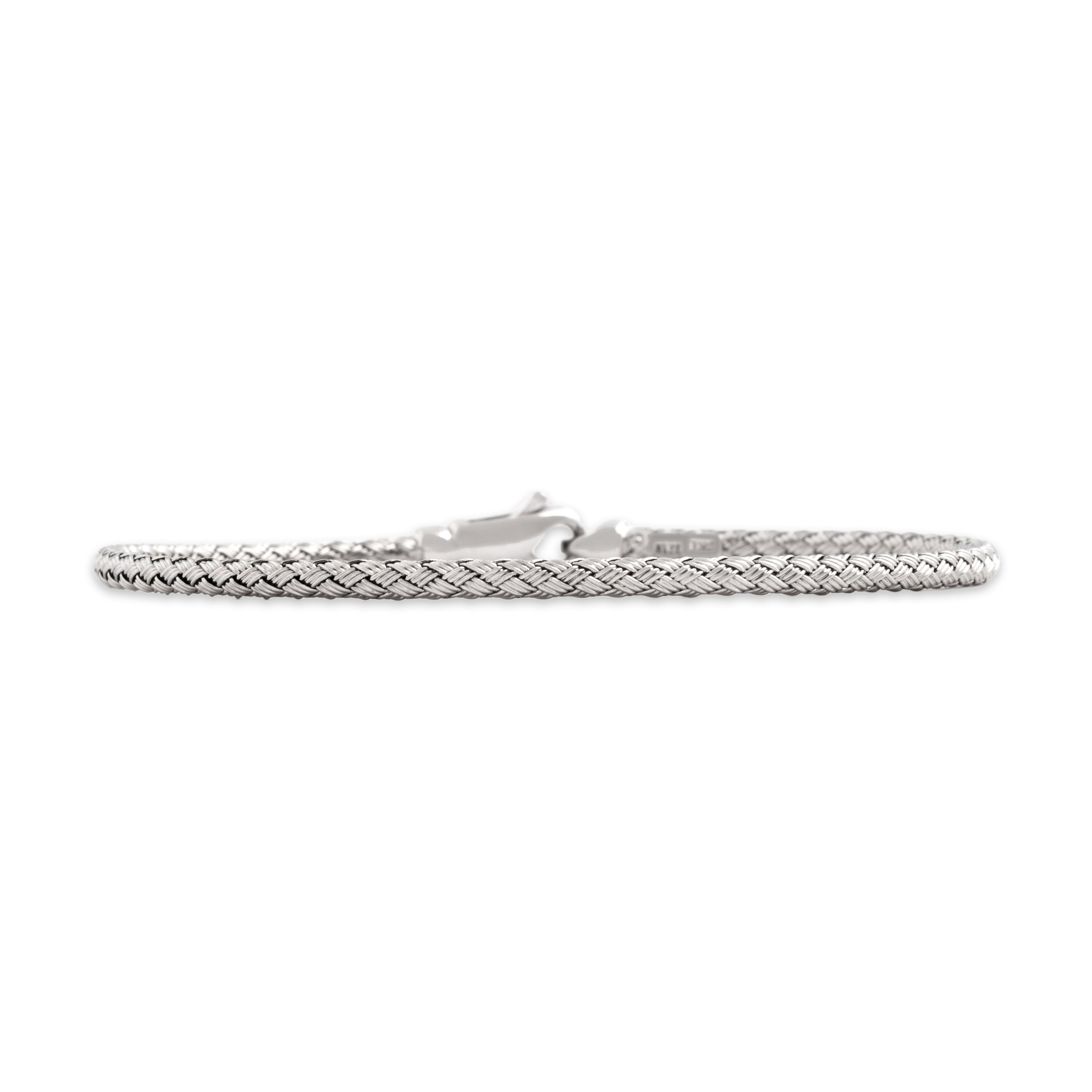 Vintage Italian 14k White Gold Fantastic Rounded Braided Bracelet - Close-up view