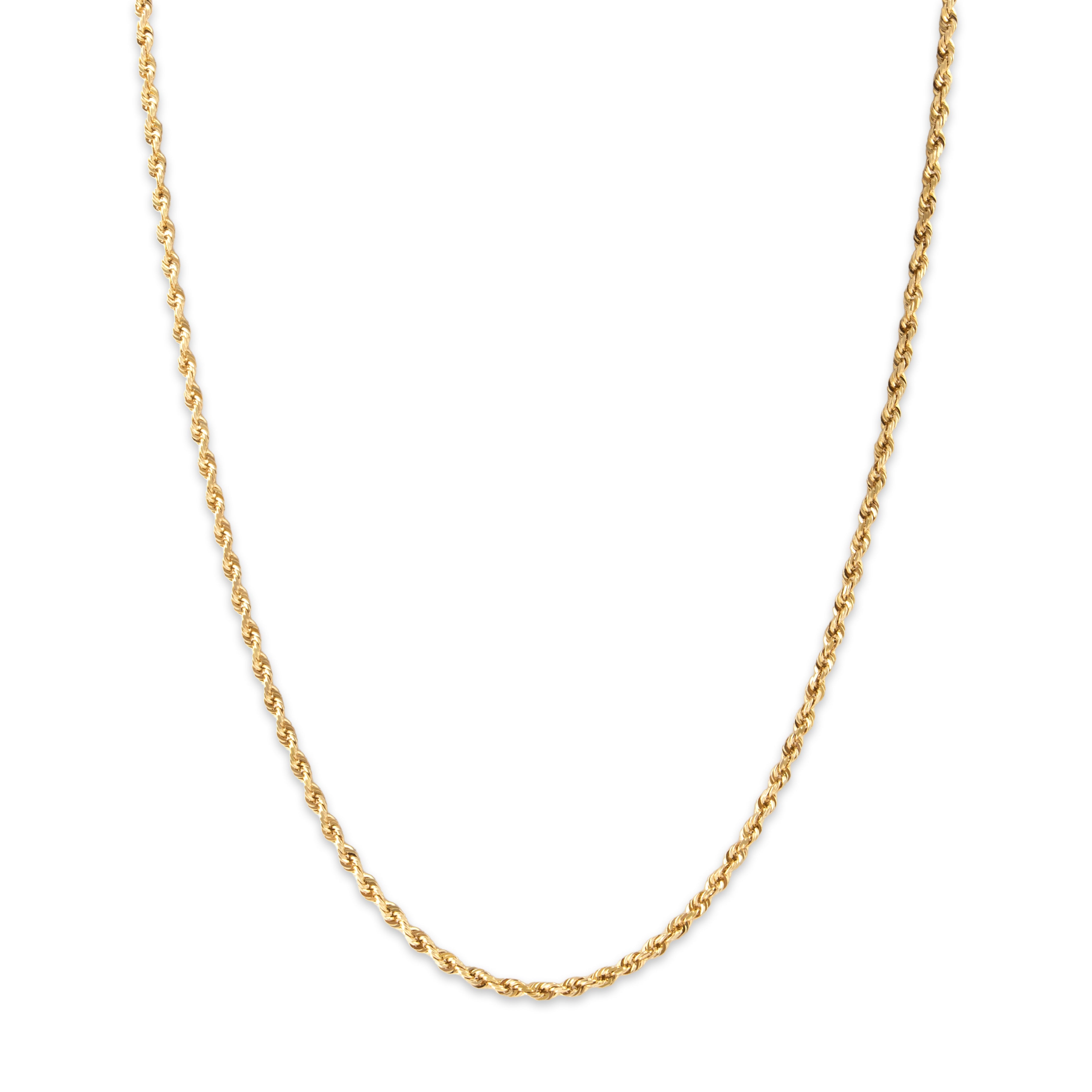 Vintage 14k Yellow Gold 2.25mm Classic Rope Chain - Close-up view