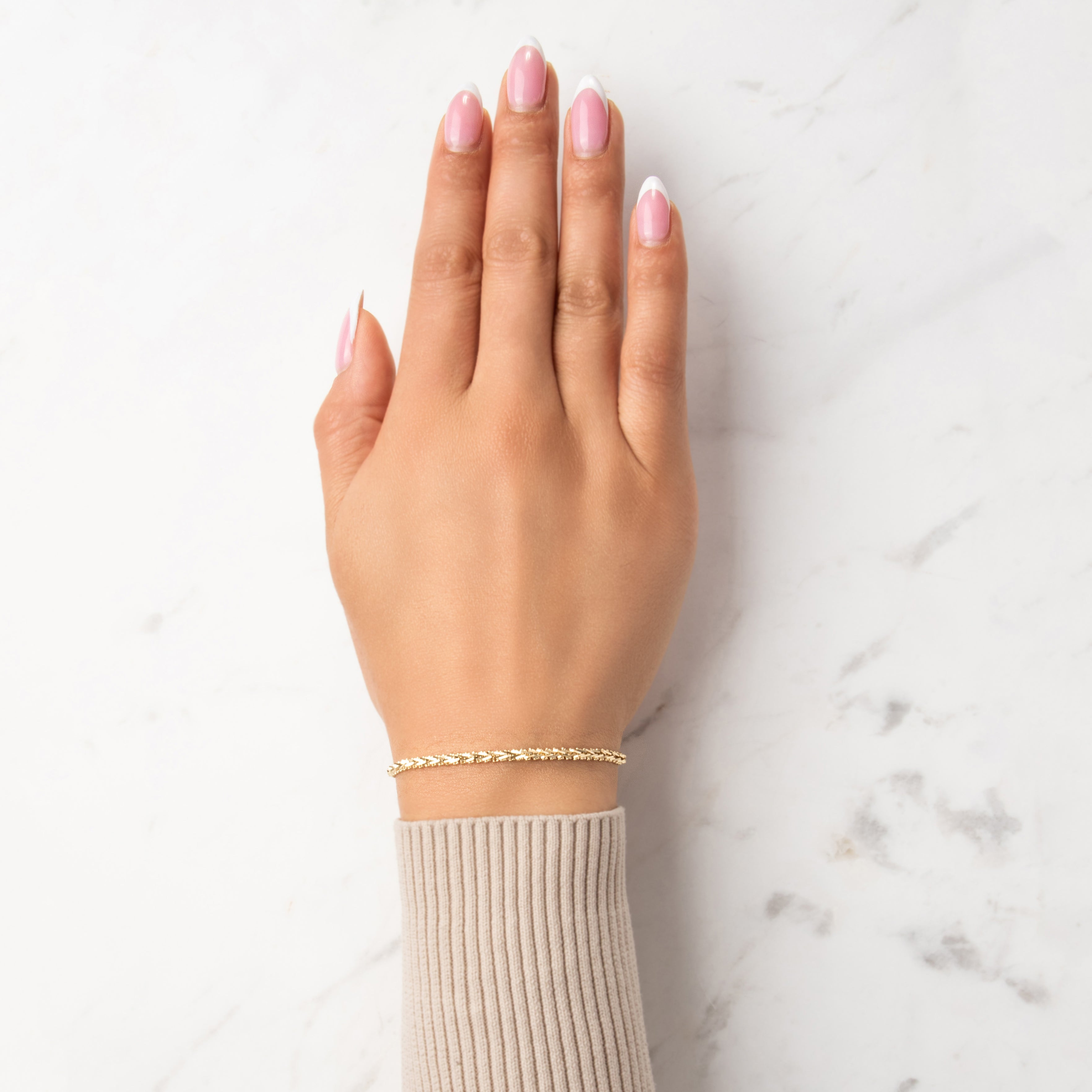 Vintage 14k Yellow Gold Stackable Geometric Link Bracelet - On model view