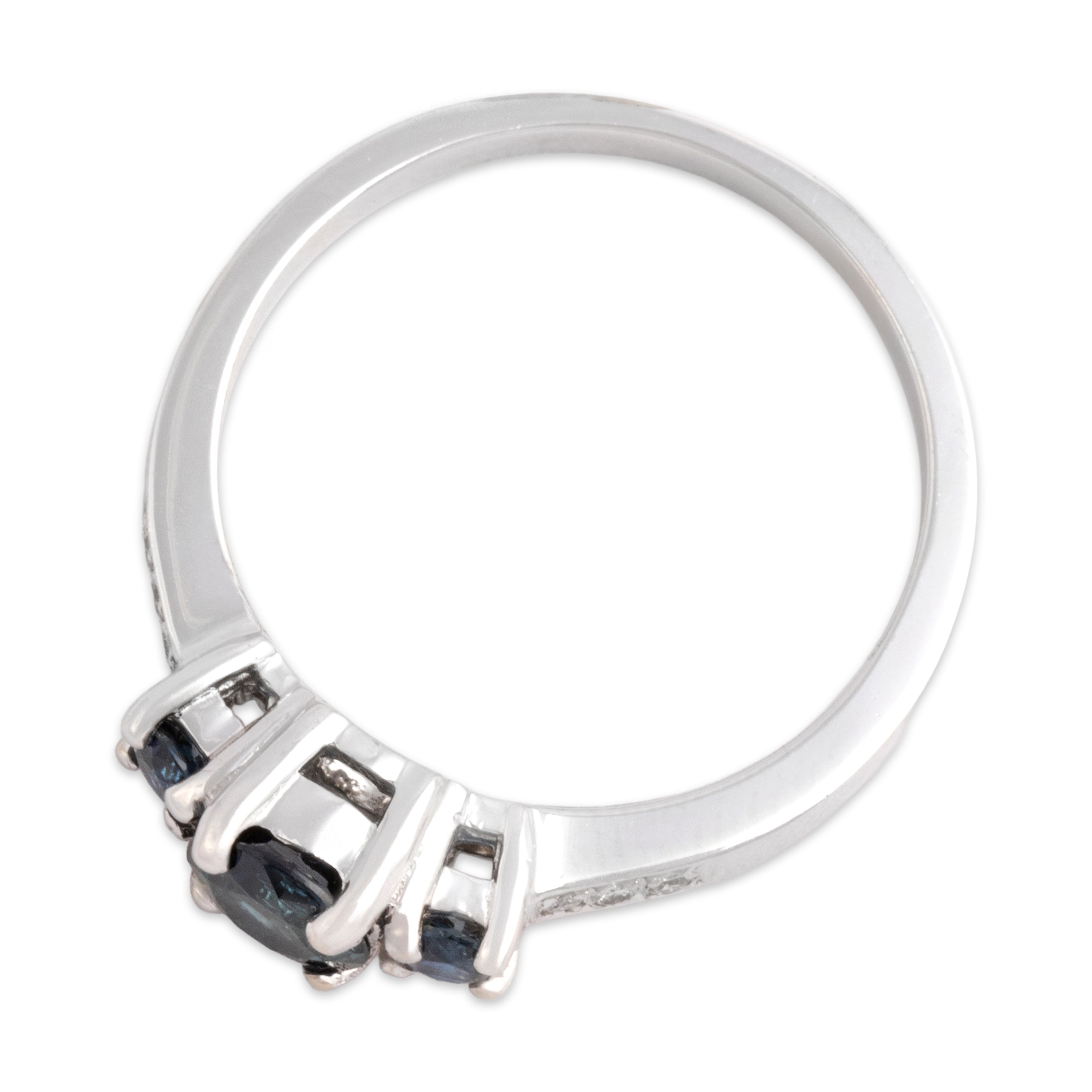 Vintage 14k White Gold .85cttw Blue Sapphire Diamond Glittering Night Sky Trio Ring - Overall view