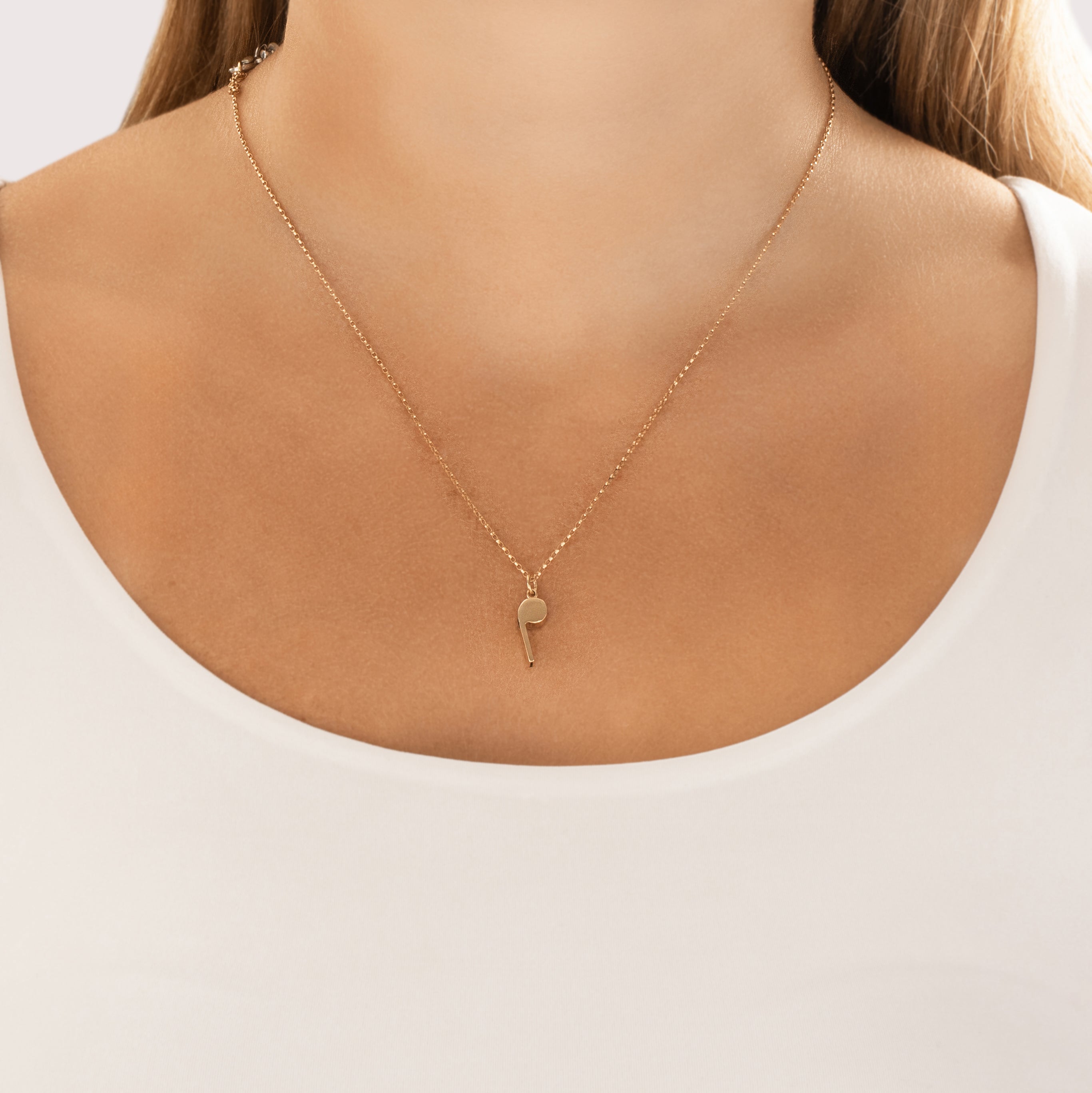 Vintage 14k Yellow Gold Adorable Functioning Whistle Charm / Pendant - On model view
