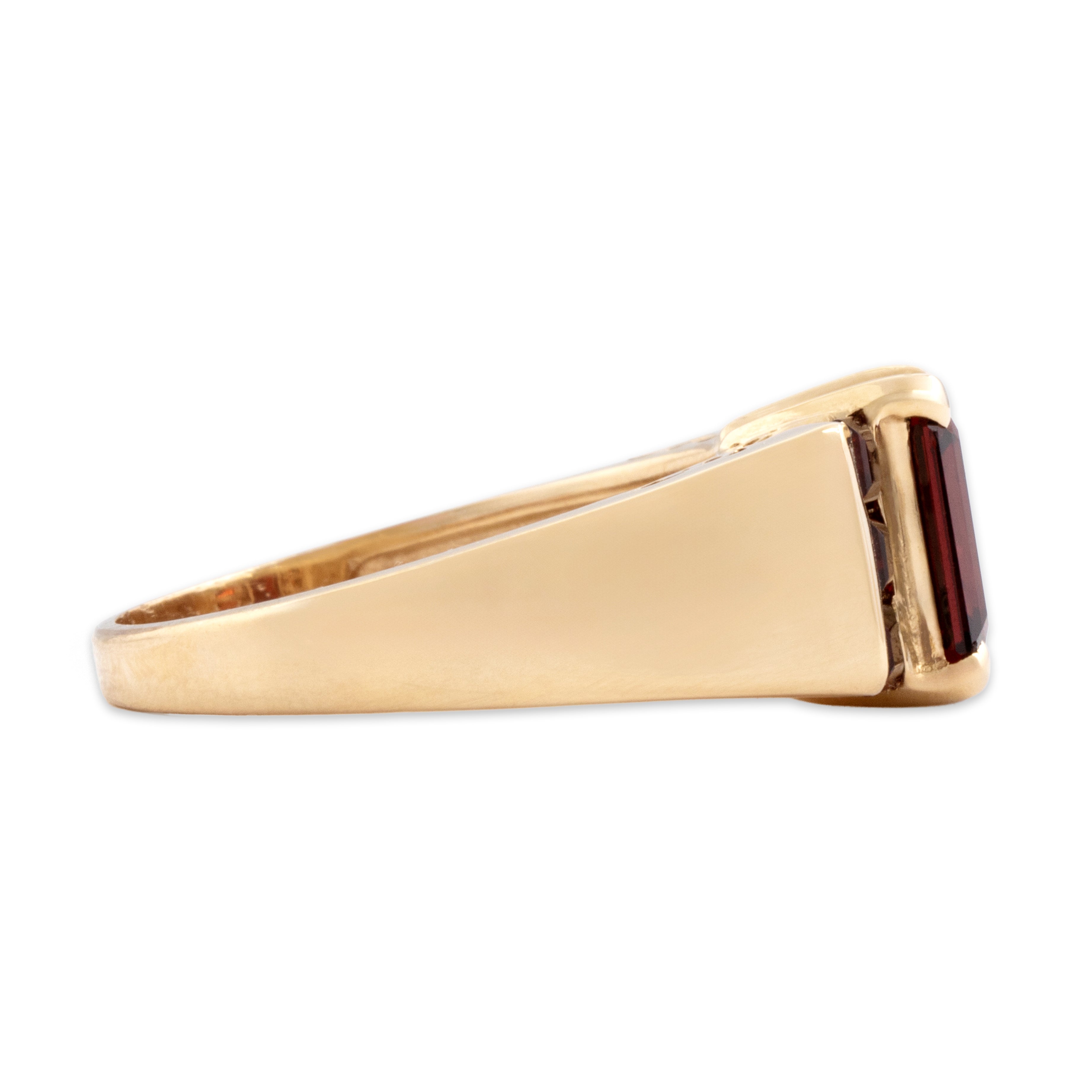 Vintage 10k Yellow Gold 3.17cttw Garnet Crimson Channel Shoulder Ring - Side view