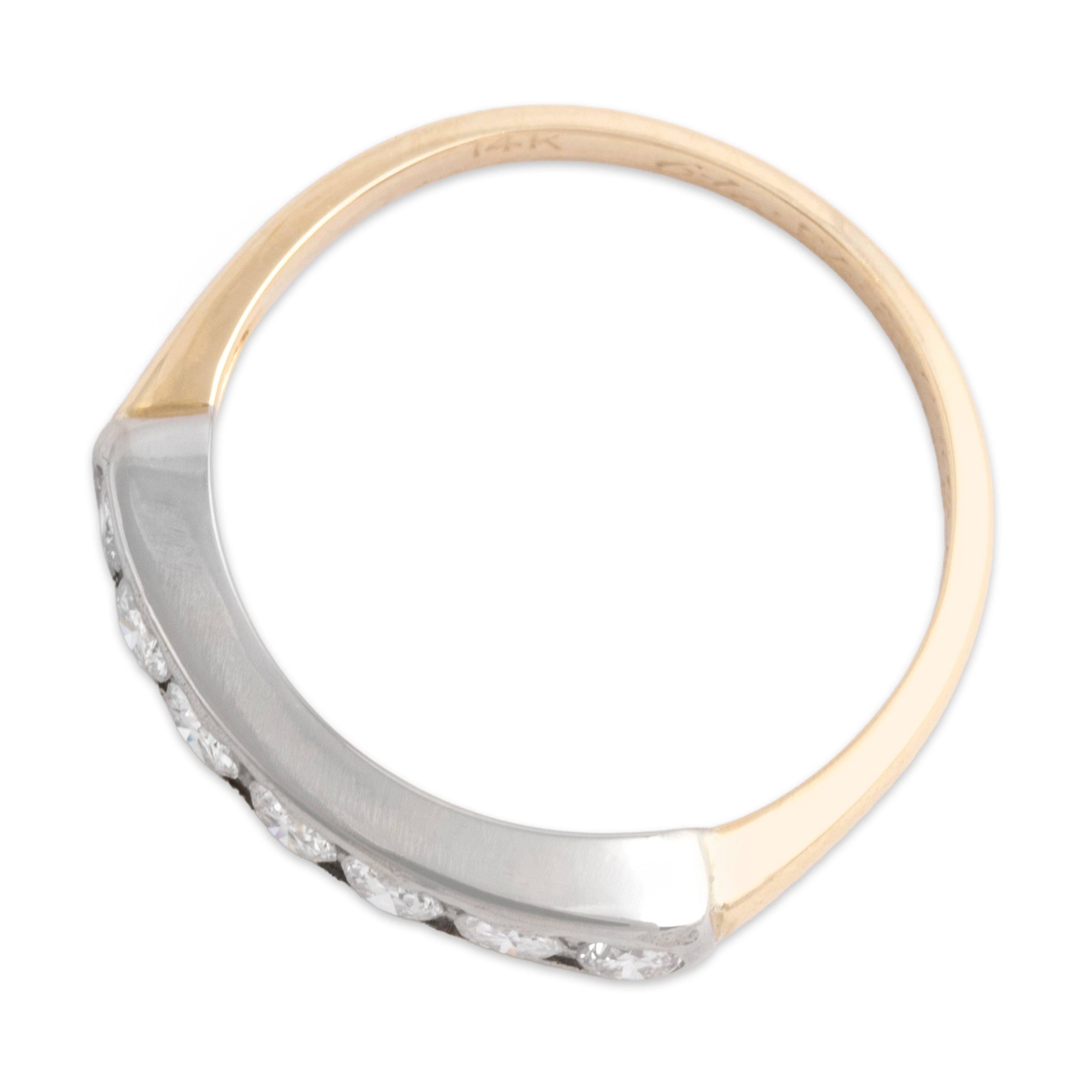 Vintage 14k Yellow & White Gold Diamond Romantic Classic Line Band Ring - Overall view