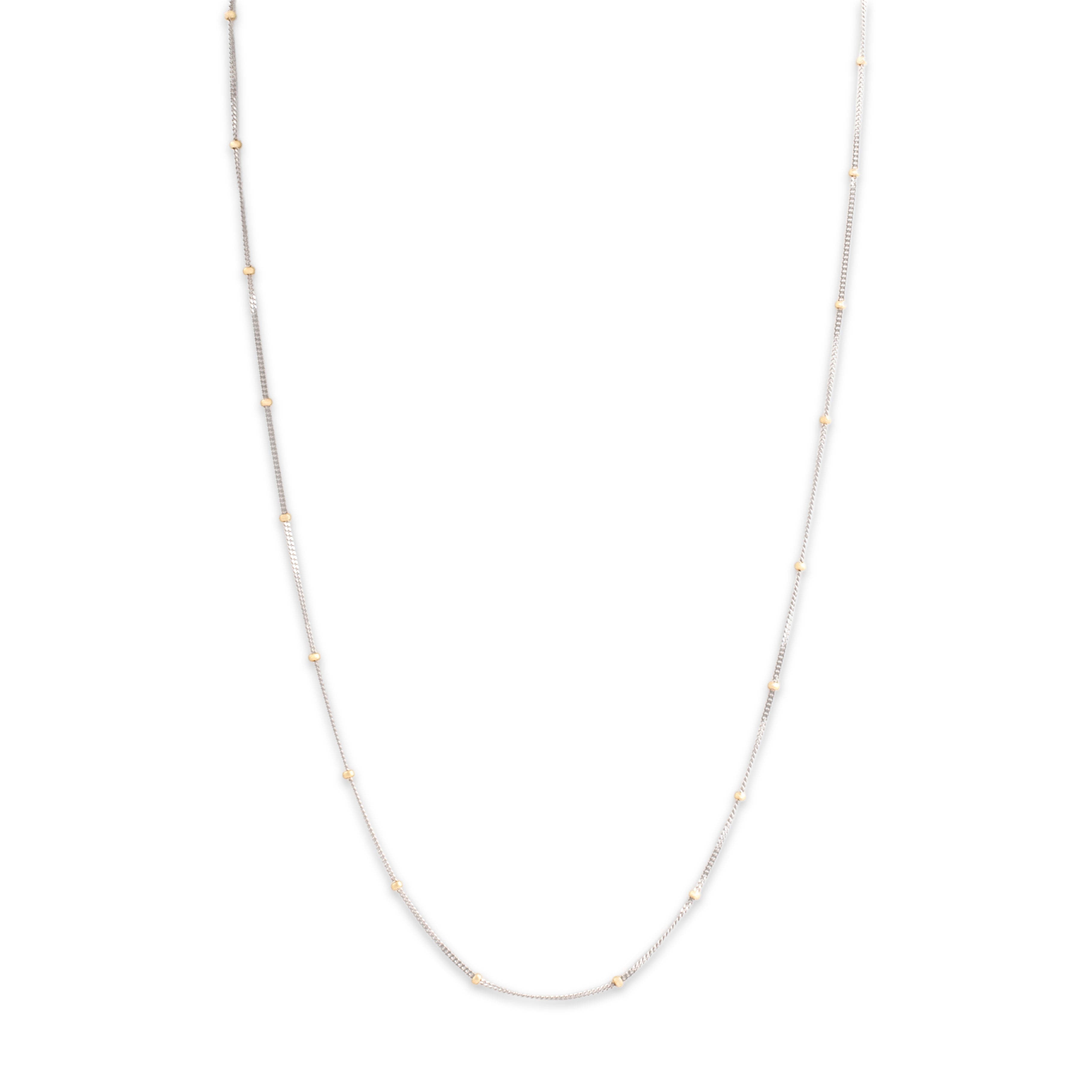 Vintage 14k White & Yellow Gold 1mm (Chain), 1.8mm (Bead) Sleek Cable Bead Satellite Chain - detail view #1