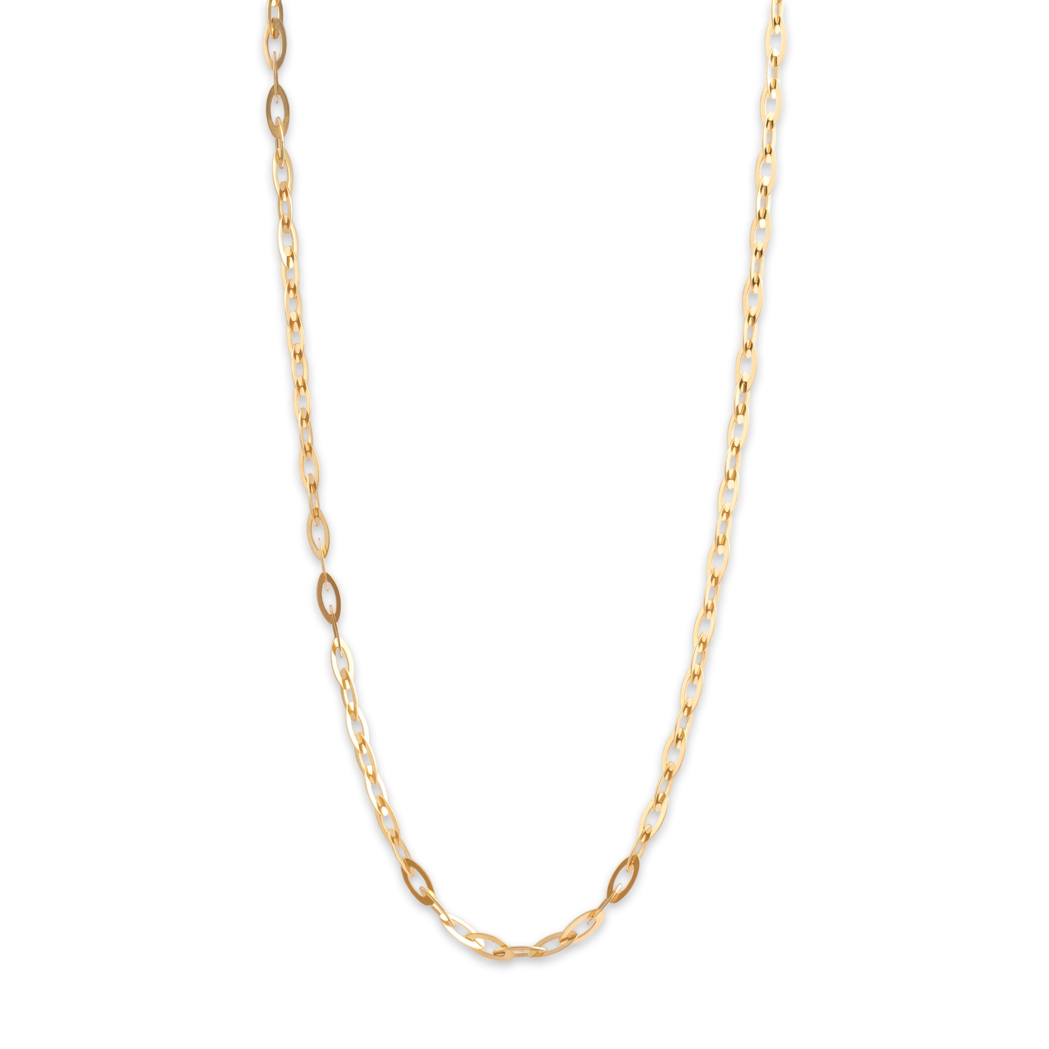 Vintage Italian 18k Yellow Gold Gleaming Elongated Oval Link Necklace - detail view #1