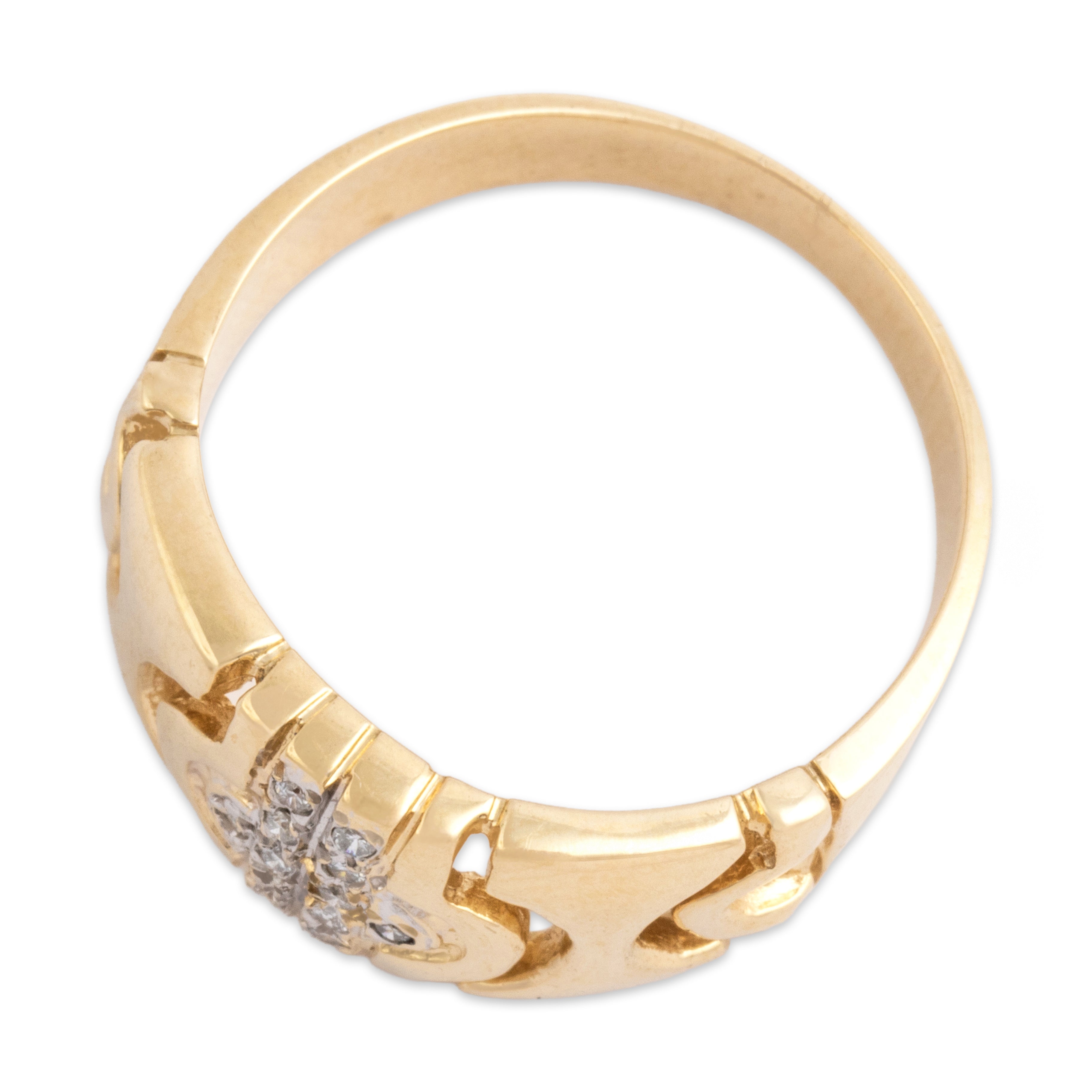 Vintage 14k Yellow Gold Diamond Open Geometric Band Ring - Overall view
