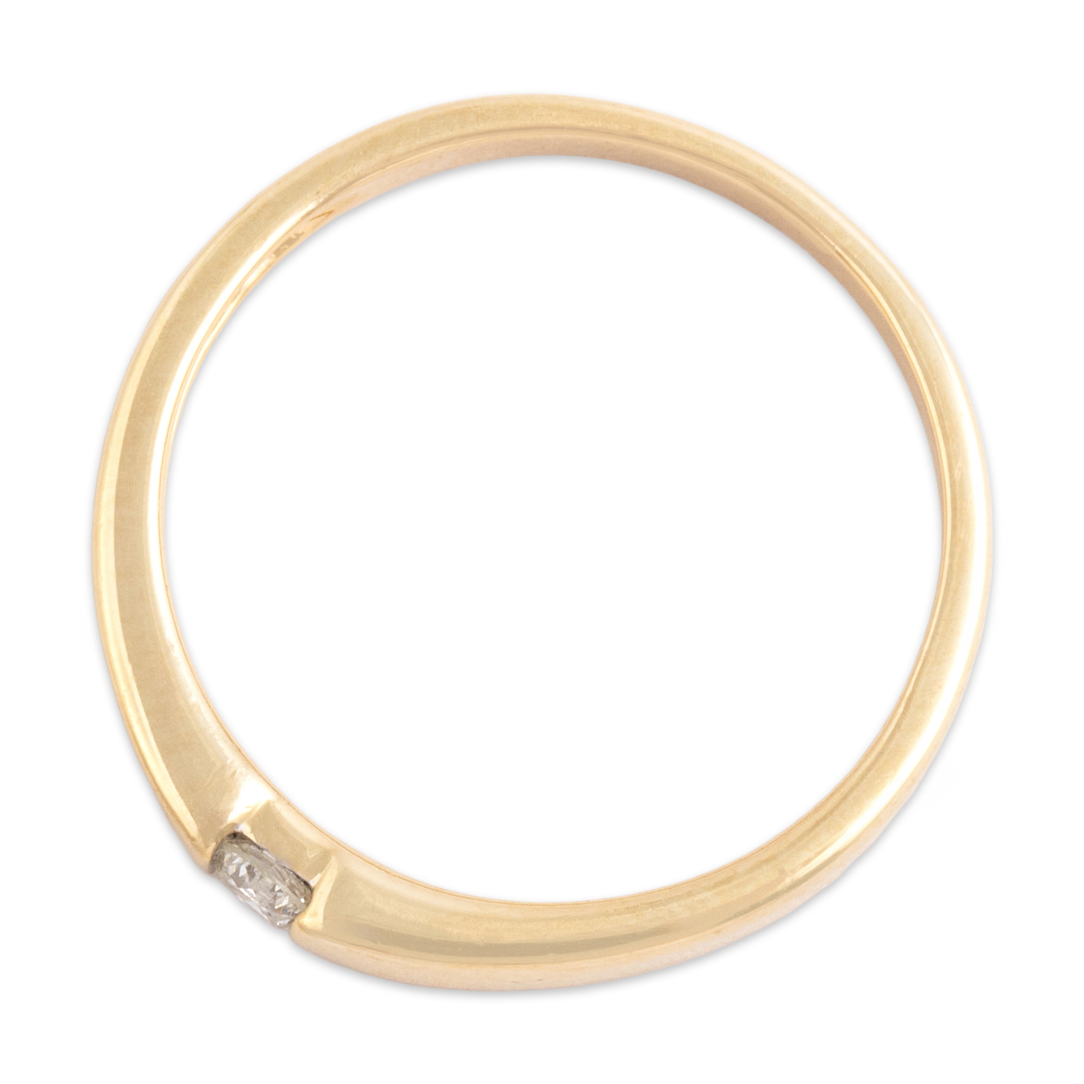 Estate 14k Yellow Gold Diamond Classic Solitaire Band Ring - Overall view