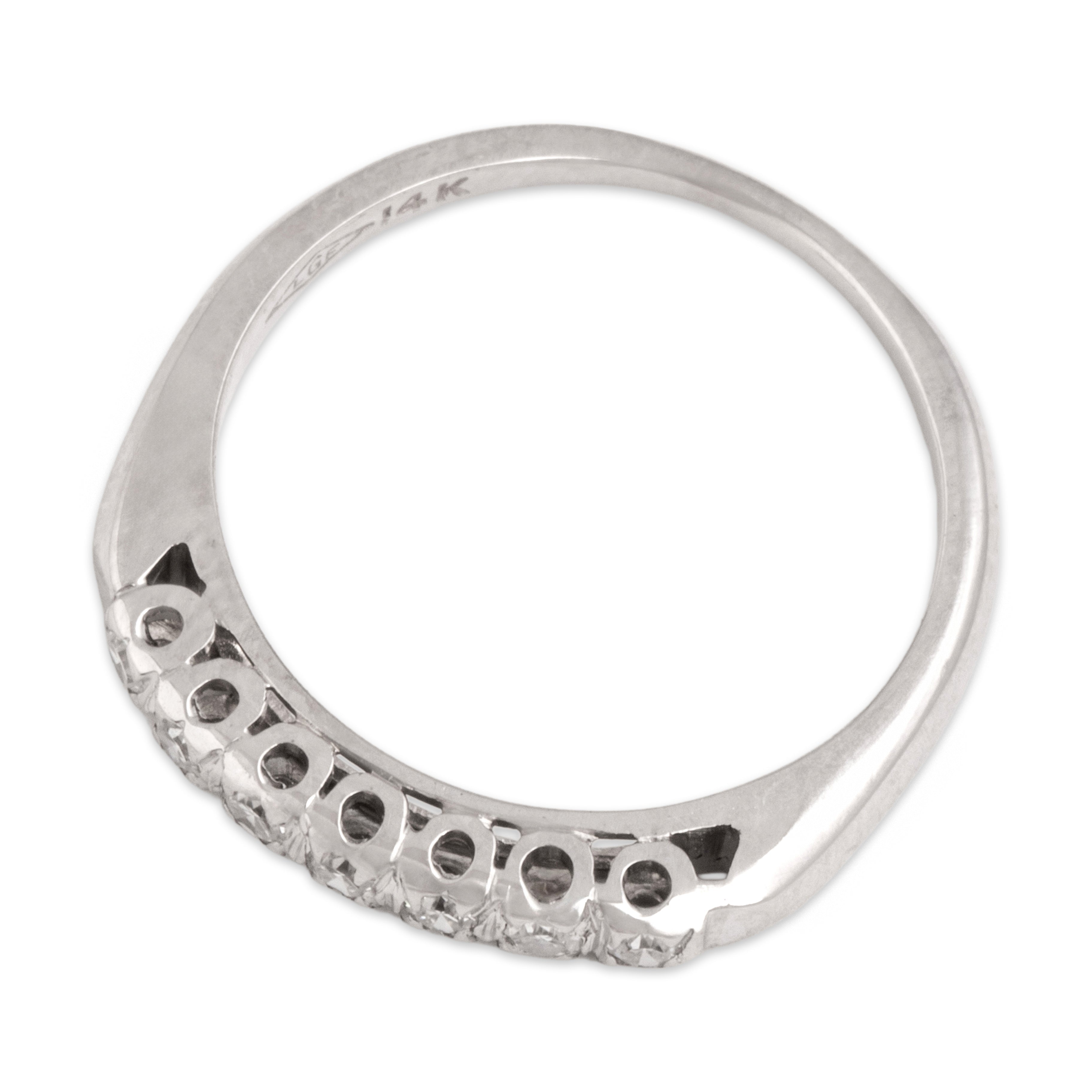 Vintage 14k White Gold Diamond Dazzling Classic Band Ring - Overall view