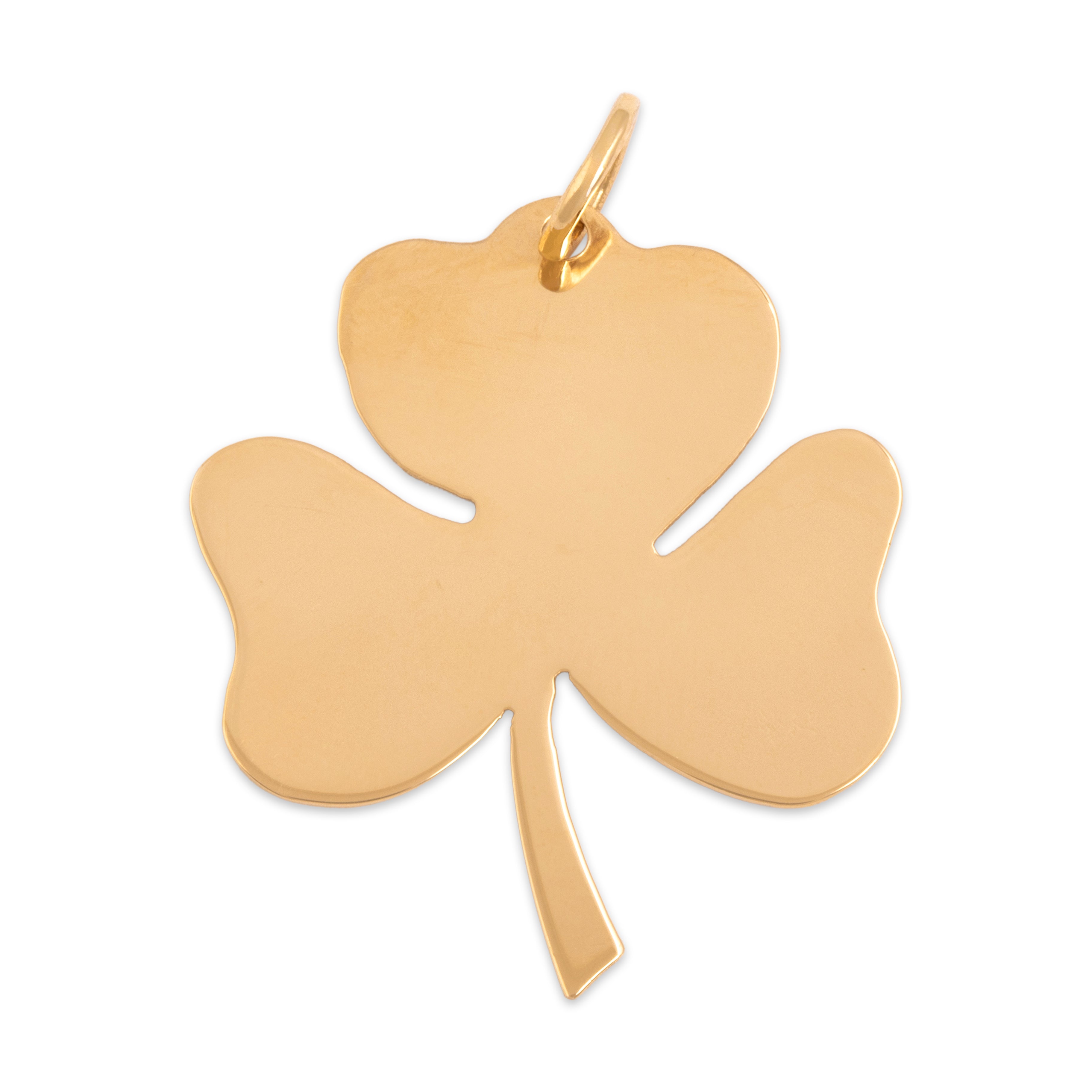 Vintage 14k Yellow Gold Gleaming Shamrock Charm / Pendant - Back view
