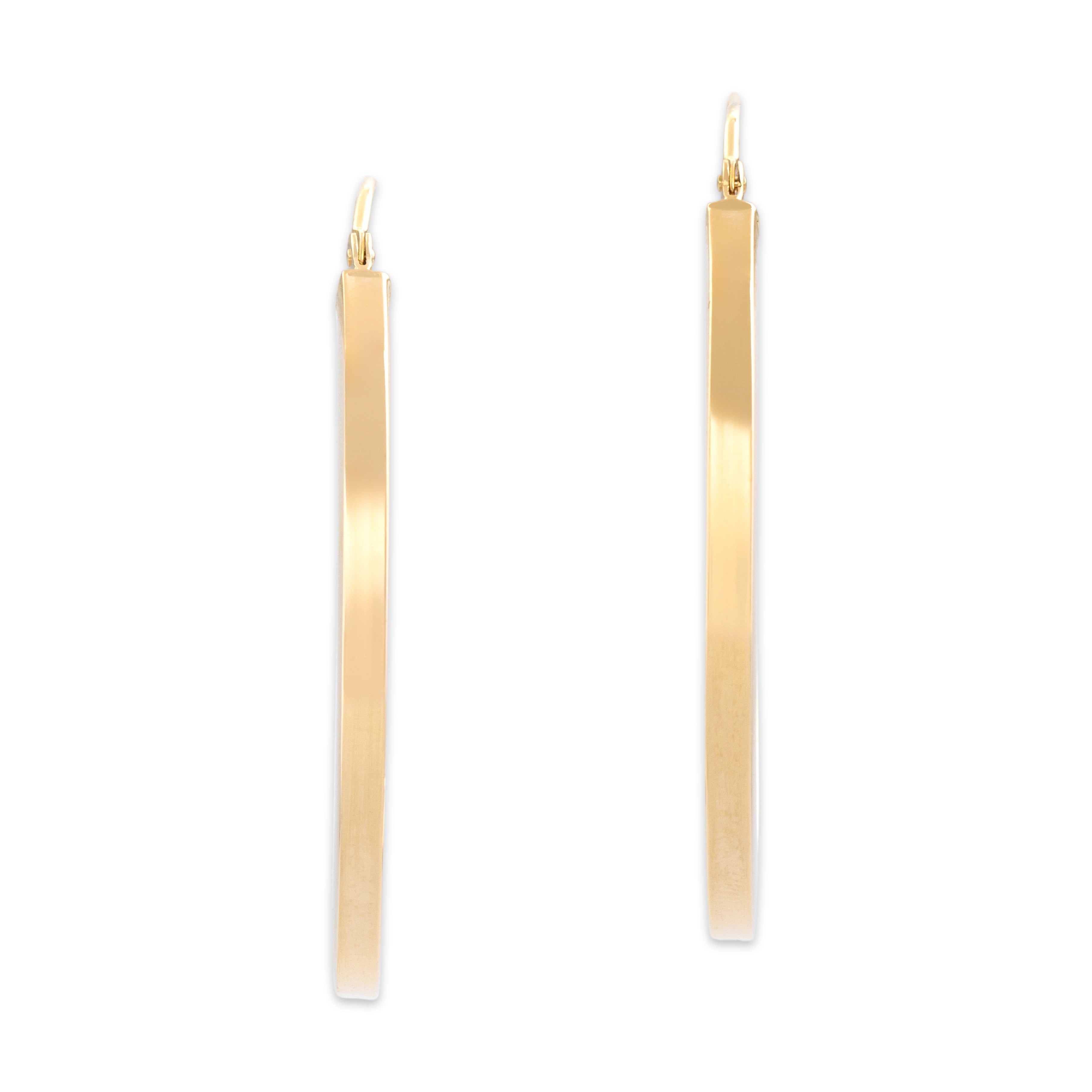 Vintage Lightweight 14k Yellow Gold Sleek Square Hoop Earrings - detail view #1
