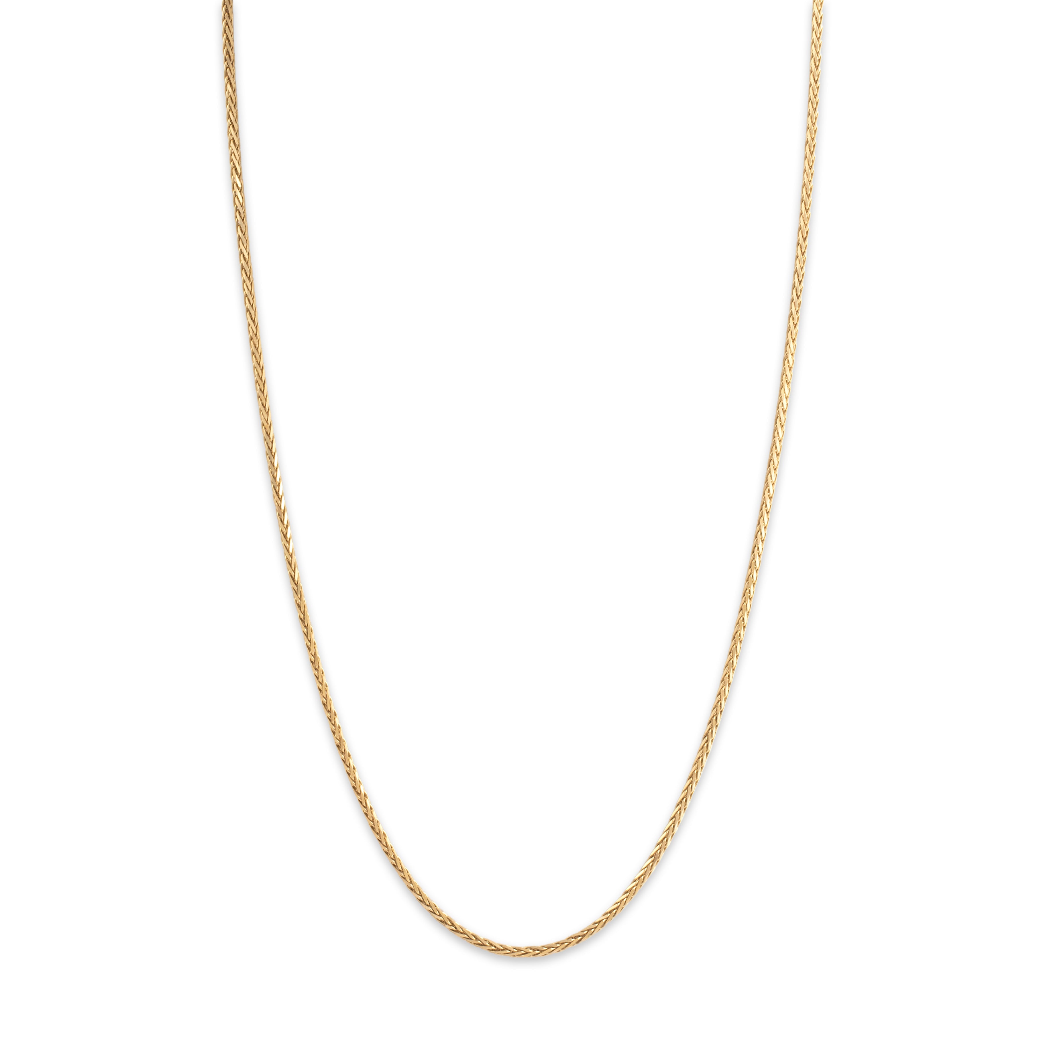 Vintage 14k Yellow Gold 2mm Stunning Dimensional Faceted Wheat Chain - detail view #1