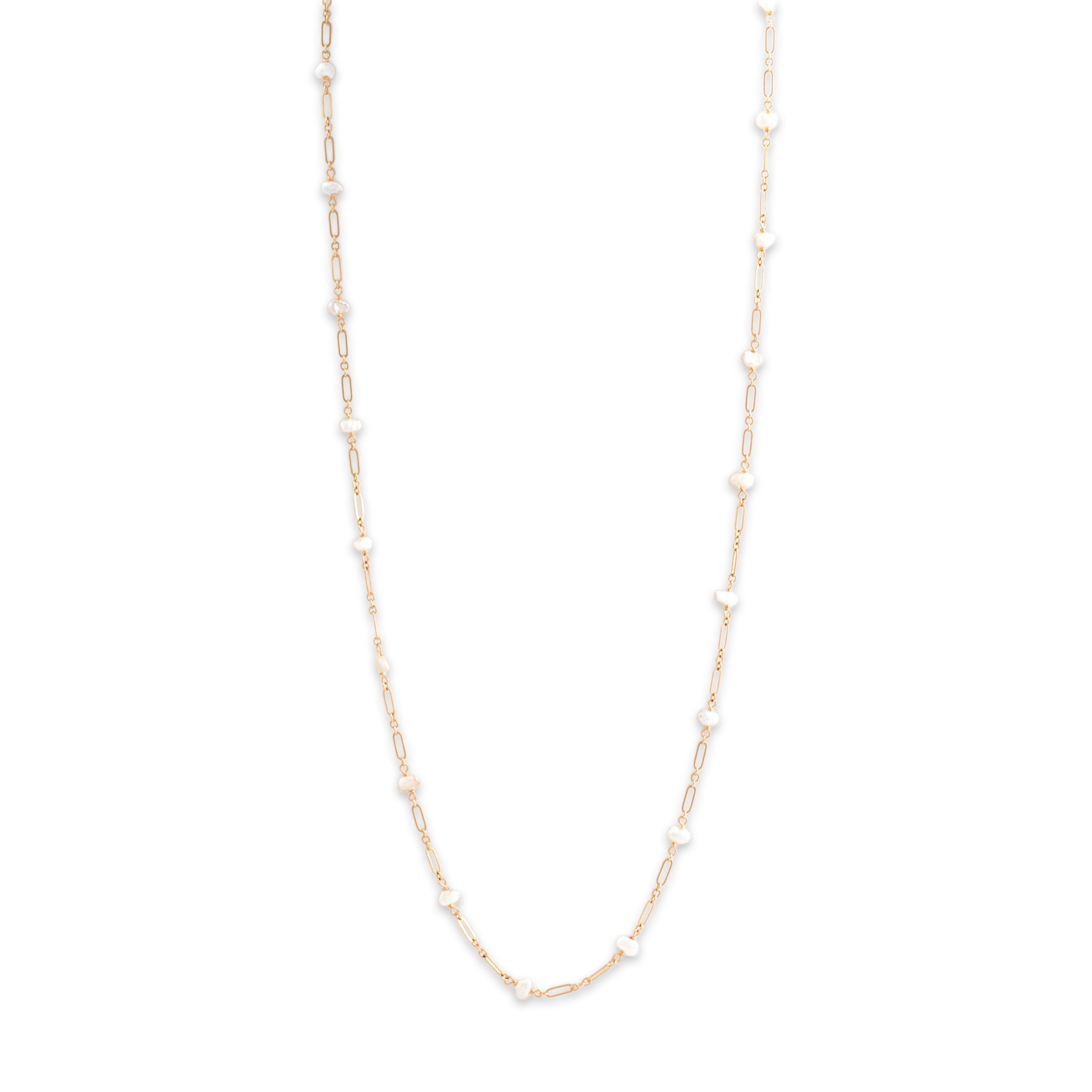 Vintage 14k Yellow Gold Seed Pearl Fantastic Naturalistic Station Necklace - detail view #1