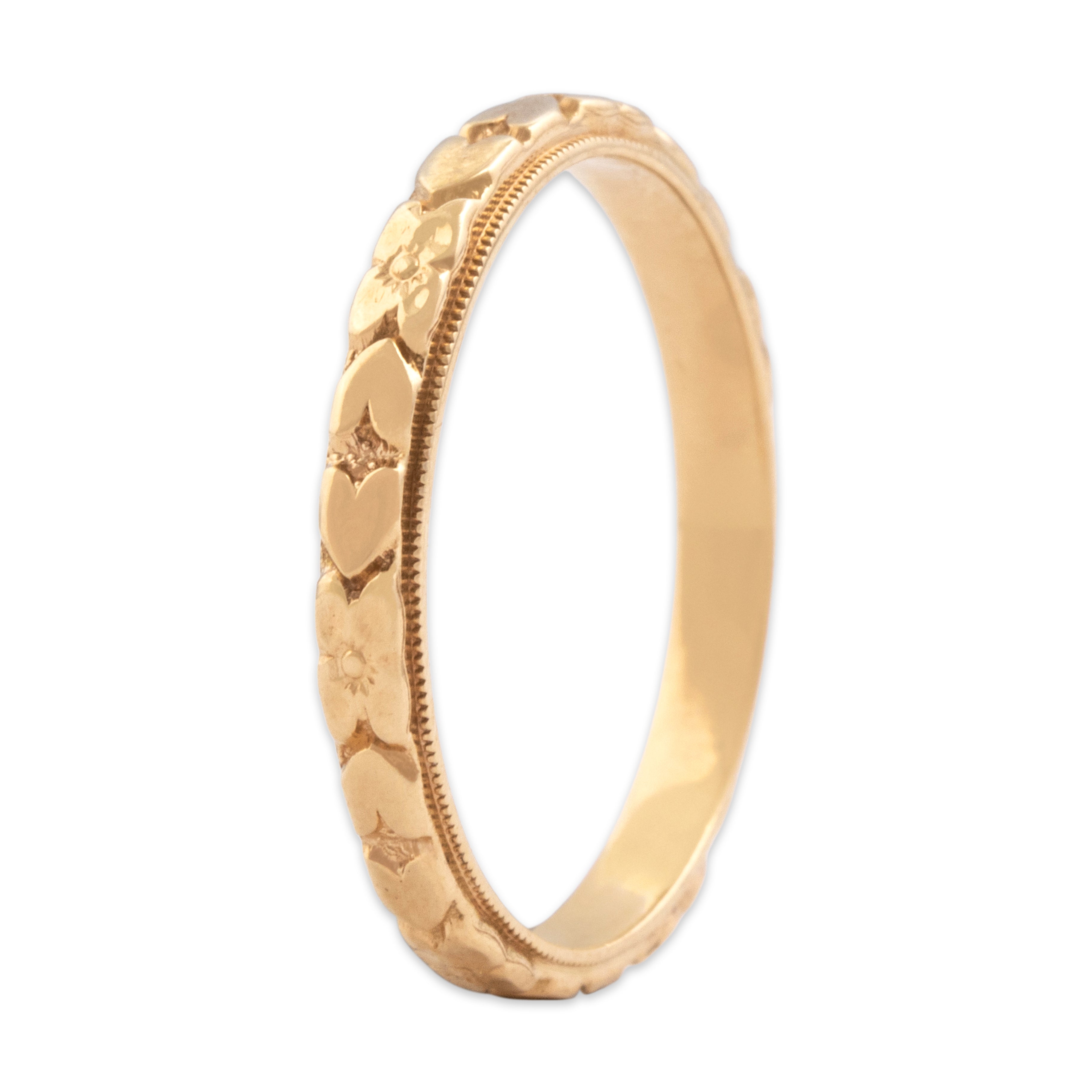 Vintage 14k Yellow Gold Classic Orange Blossom Eternity Band Ring - Overall view