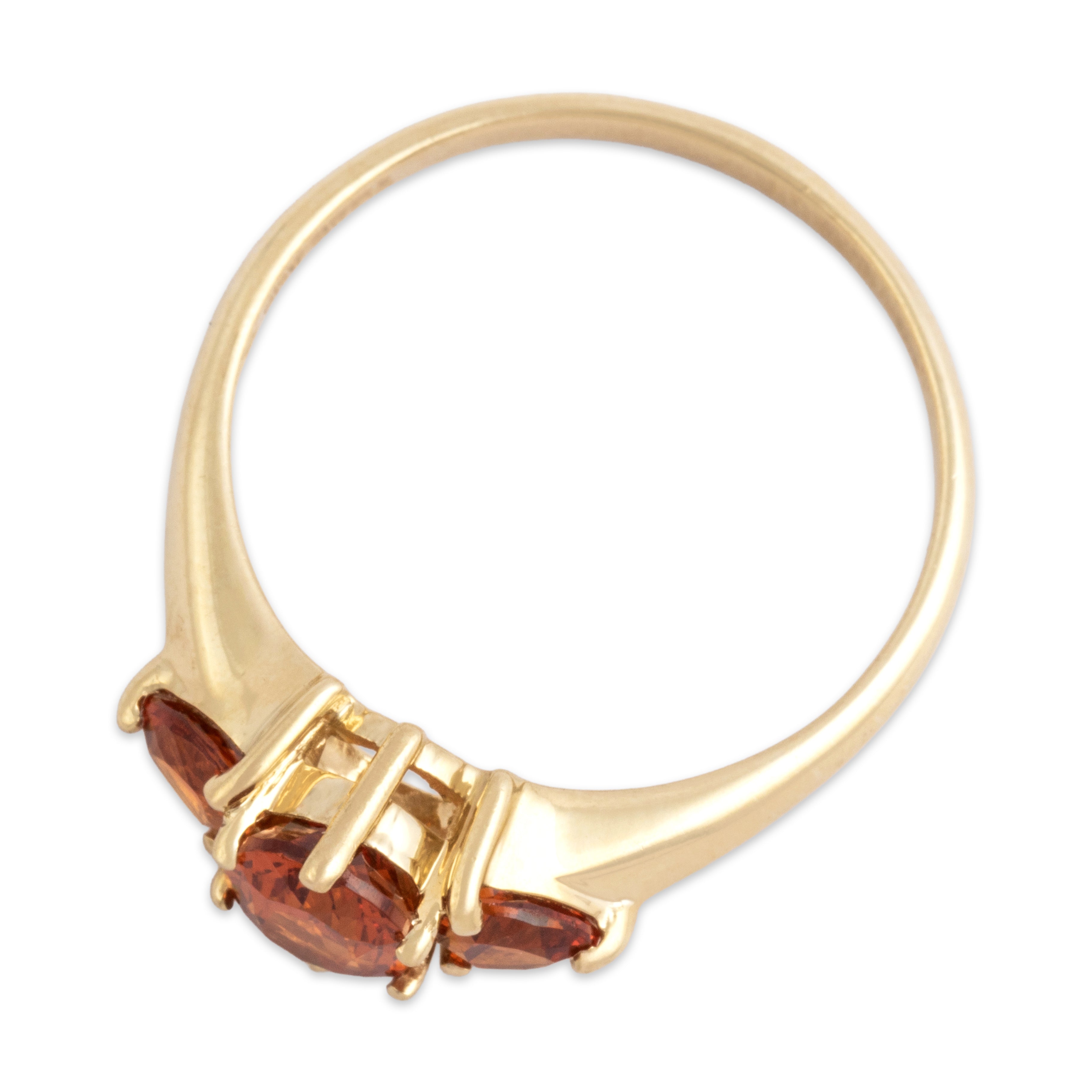 Vintage 14k Yellow Gold 1.87cttw Spessartite Garnet Vibrant Trio Ring - Overall view