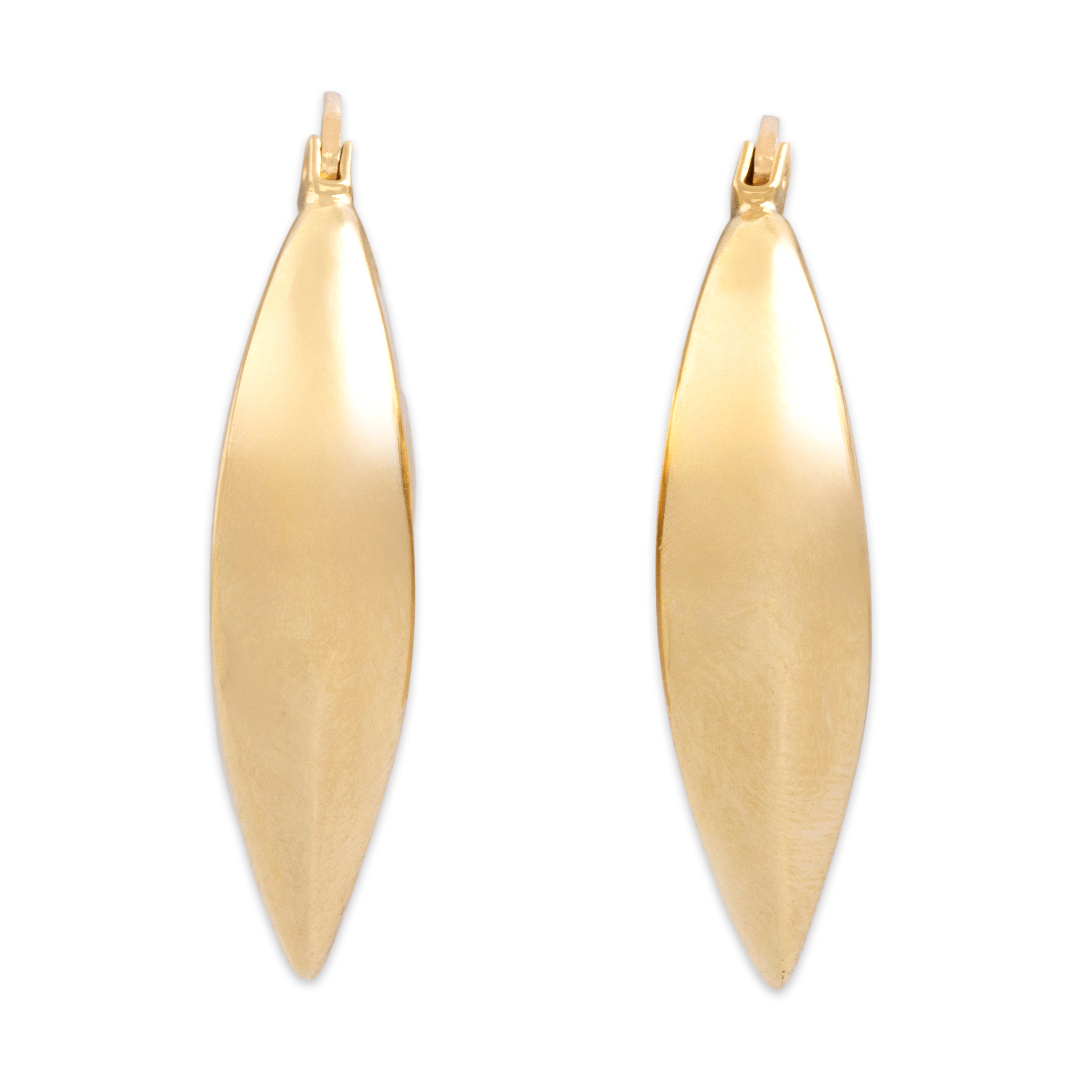 Vintage 14k Yellow Gold Gleaming Puffy Swirling Heart Hoop Earrings - detail view #1