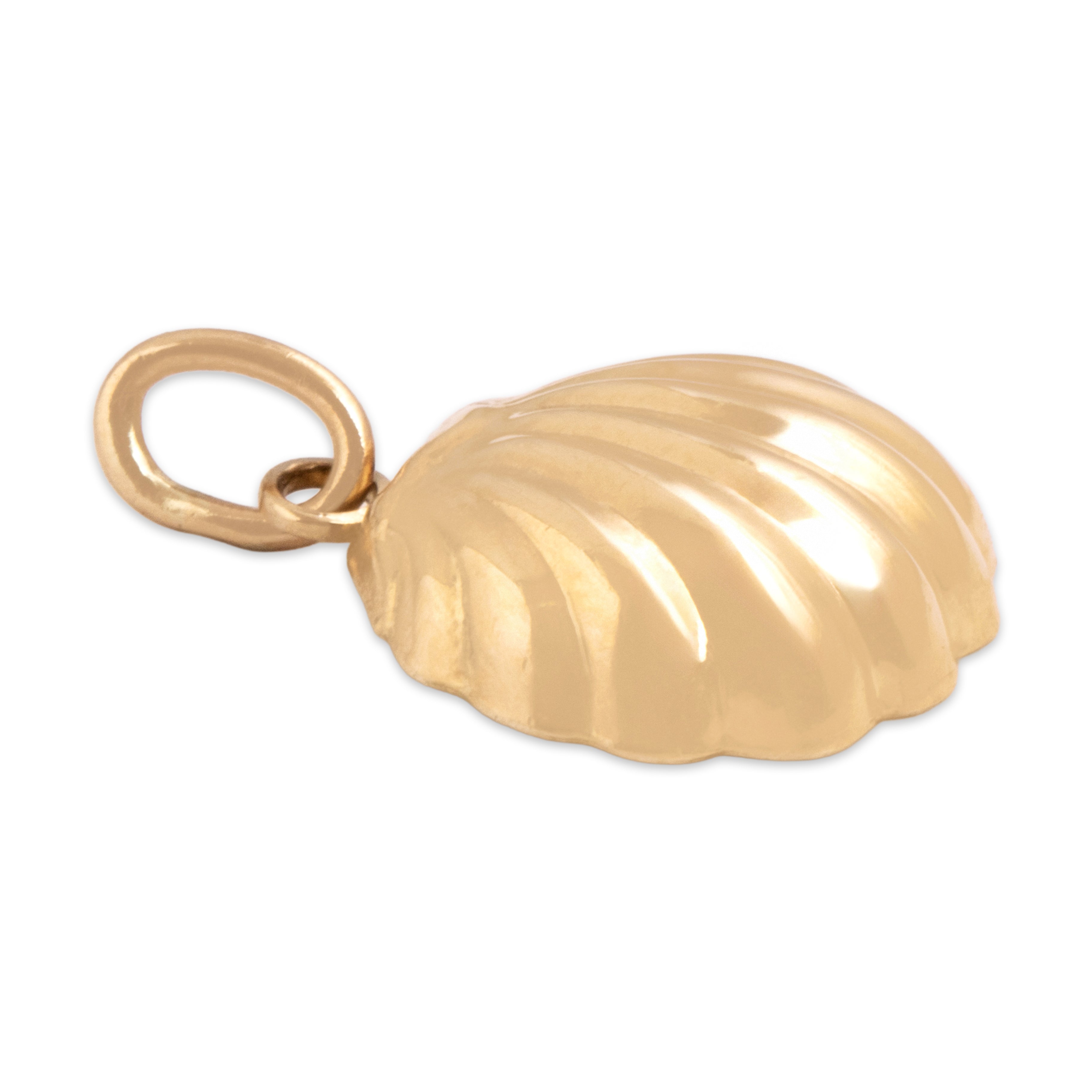 Vintage Small 14k Yellow Gold Nautical Seashell Charm / Pendant - Side view