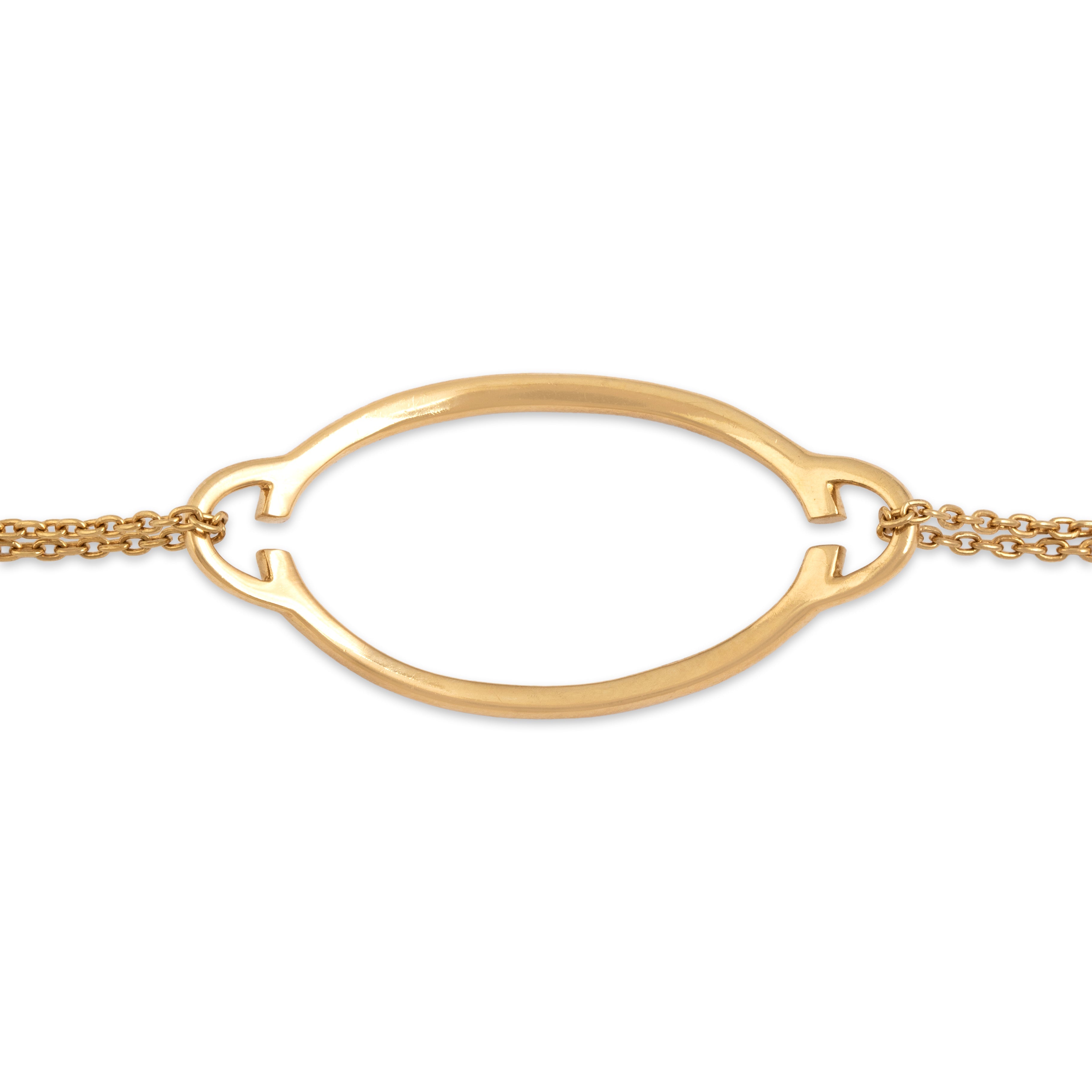 Estate 18k Yellow Gold Diamond Wonderful Open Oval Bracelet - detail view #1